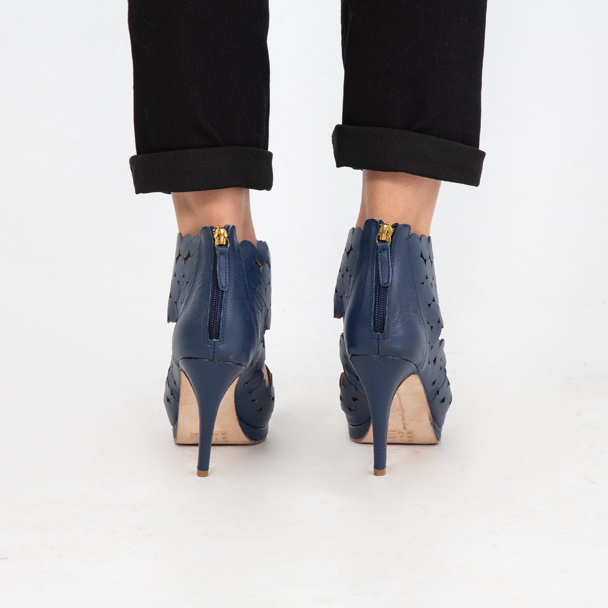 Sargossa Supreme High Heel Sandal With Zip Back And Cushioned Sole Navy