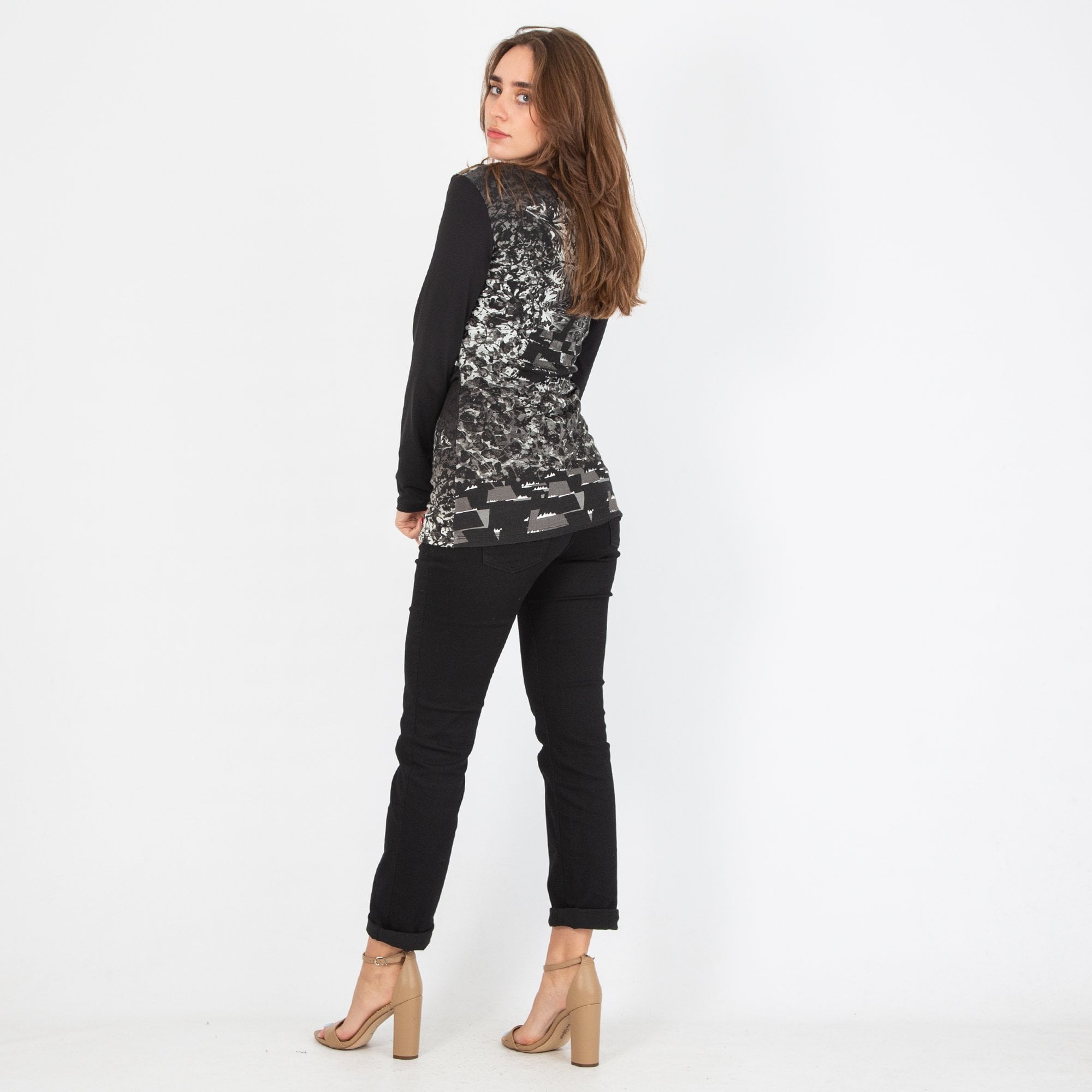 Save The Queen Cross Front Detail Top Black/Grey