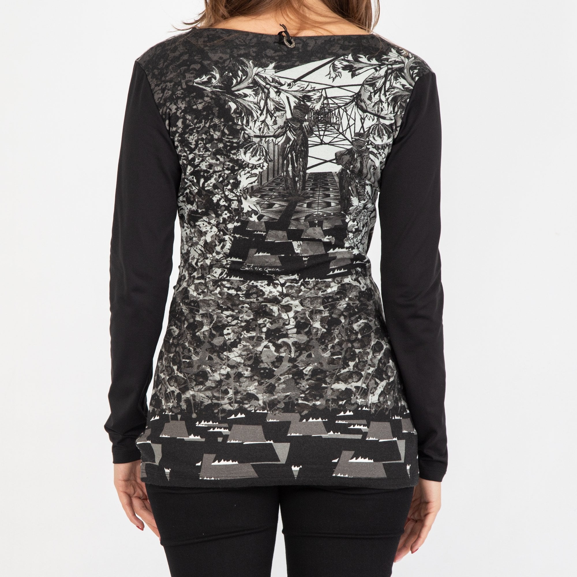 Save The Queen Cross Front Detail Top Black/Grey