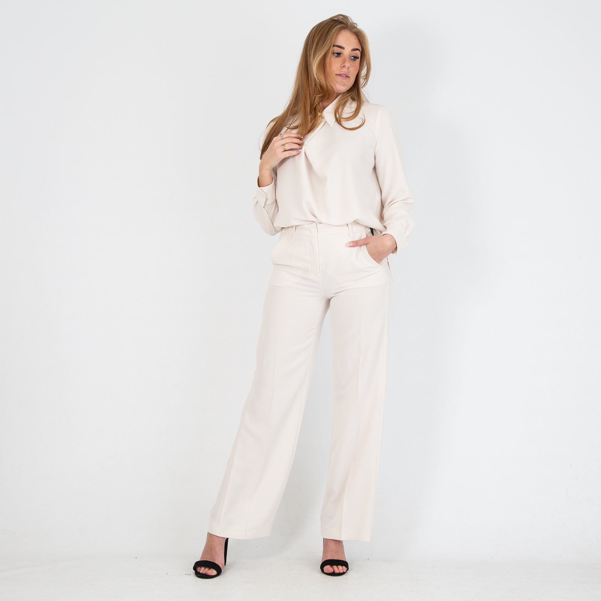 Luisa Cerano Loose Fit Flowing Shirt Blouse Ivory