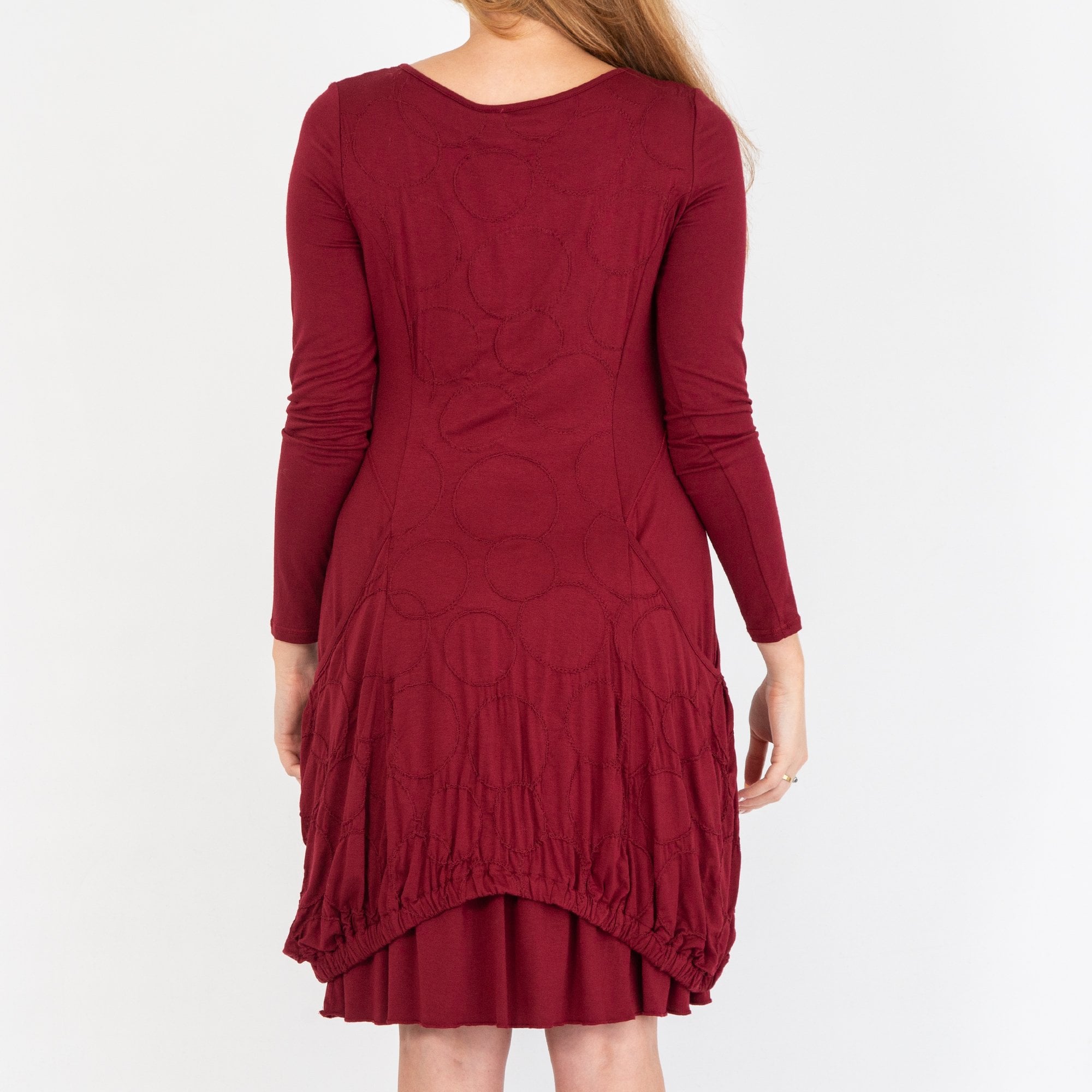 Simclan Scoop Neck Dress With Double Layer Hem Red