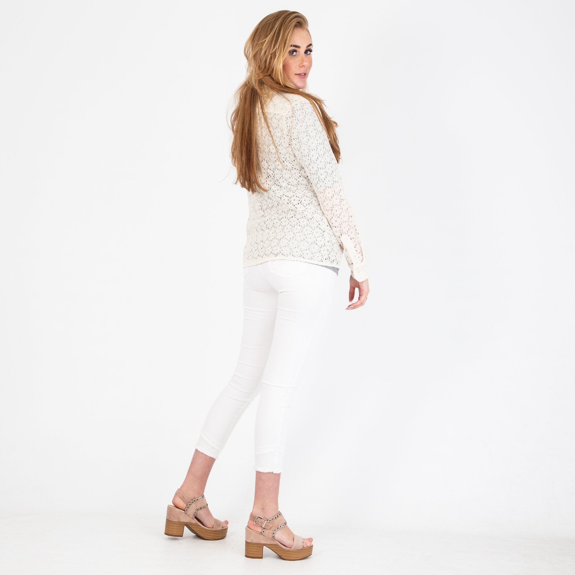 Jeff Rosa Lace Detail Blouse Off White