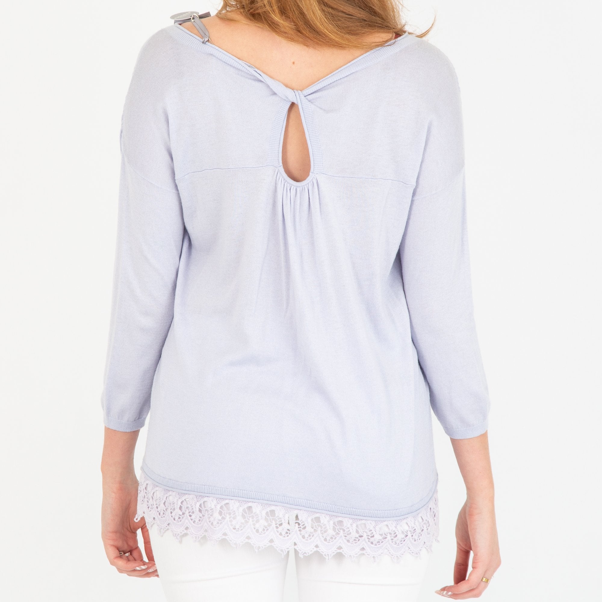 DTLM Embroidered Hem Fine Knit Top Lavender