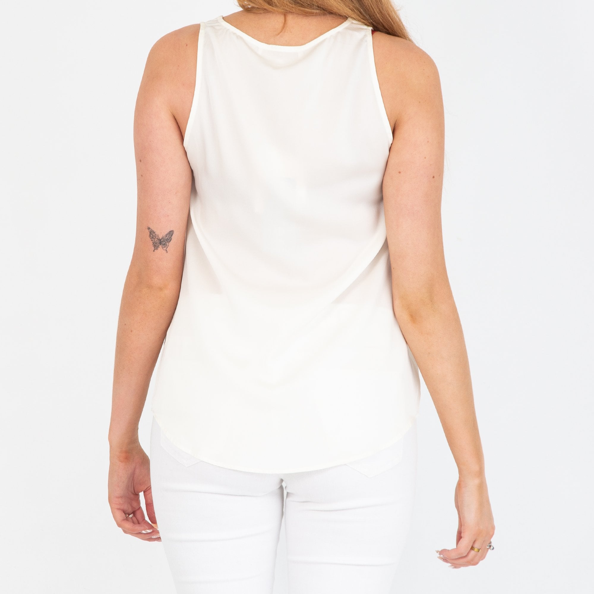 Silk95 Tivoli Scoop Neck Silk Tank Top Ivory
