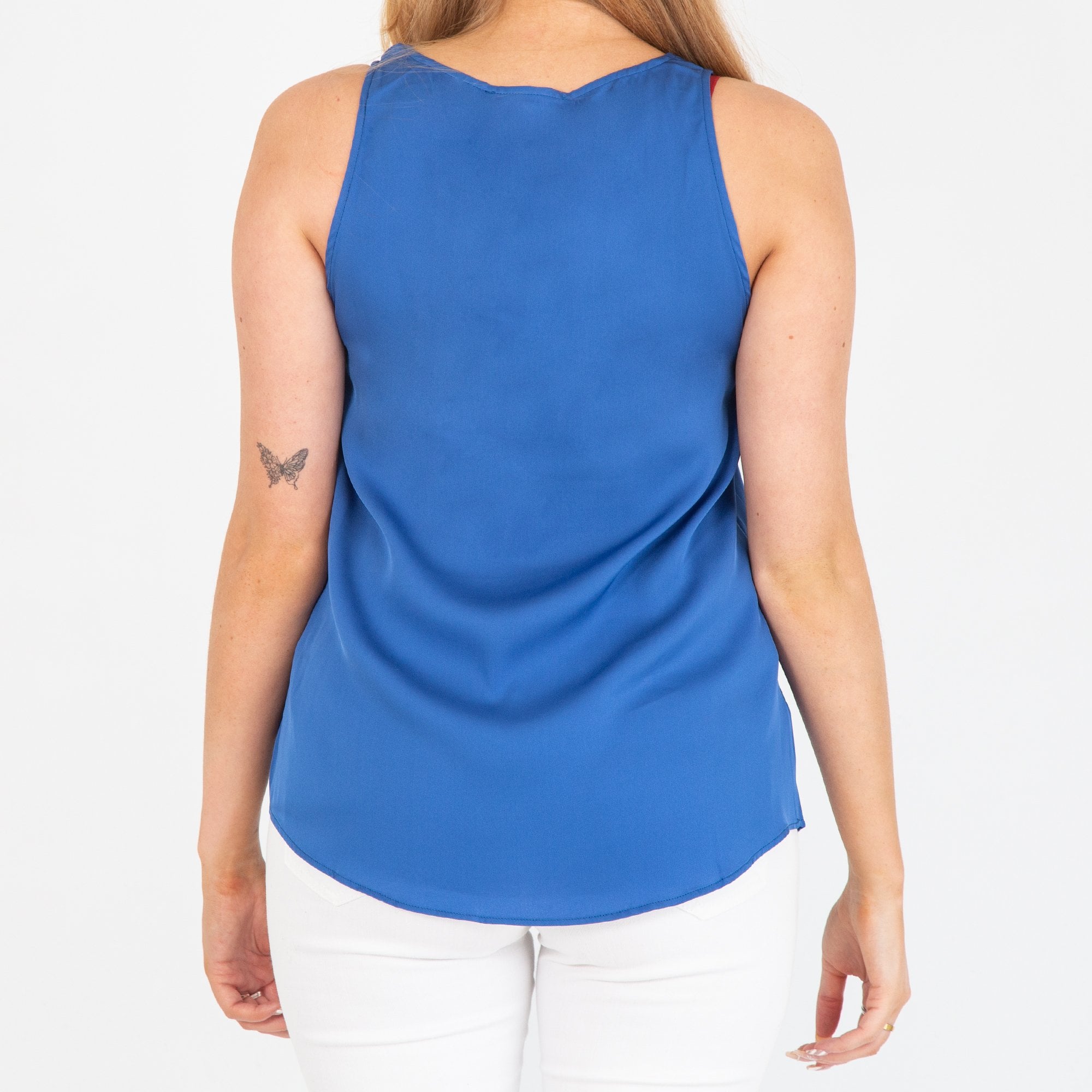 Silk95 Tivoli Scoop Neck Silk Tank Top Cobalt