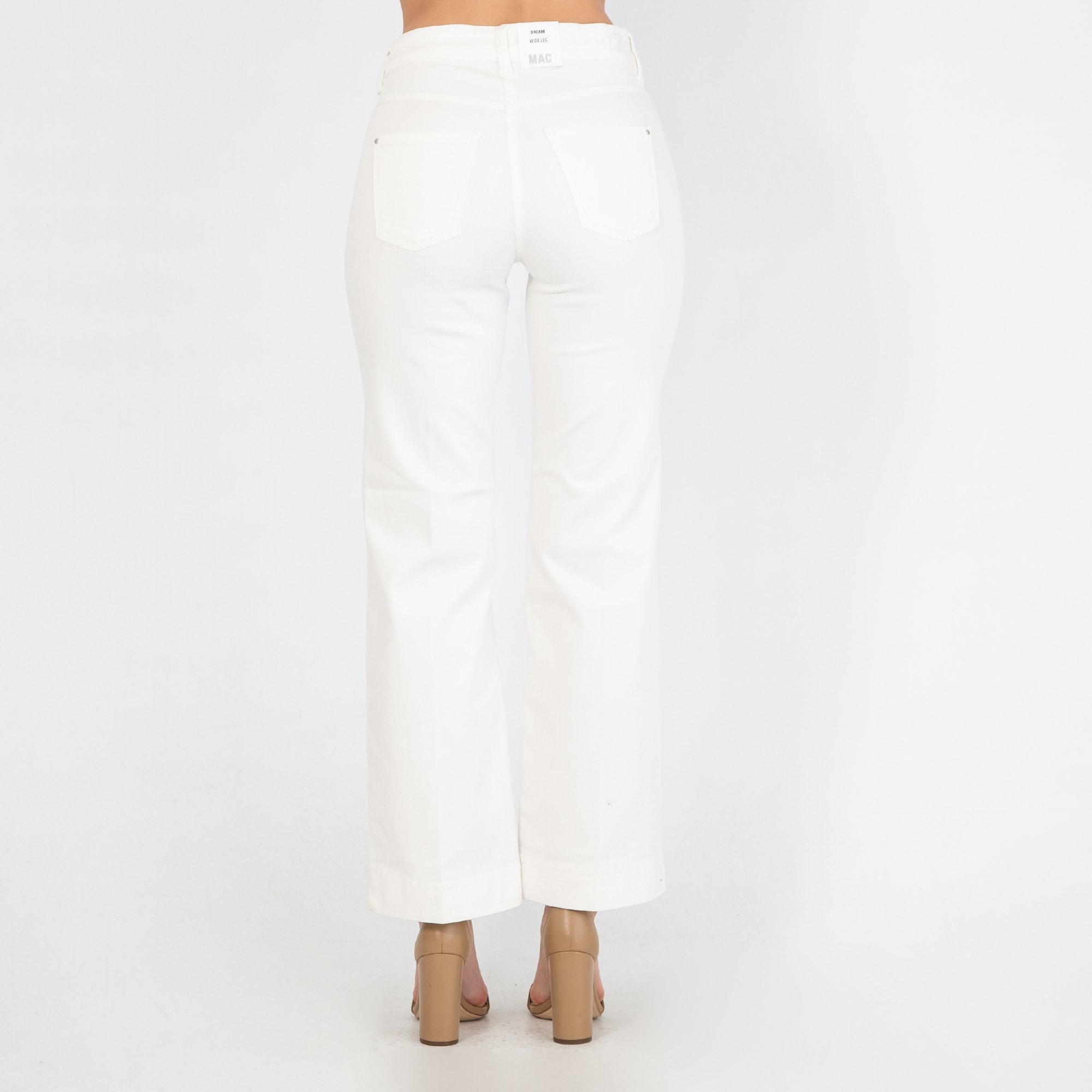 Mac Jeans Dream Wide Leg Flared Jean White Denim D010 32L