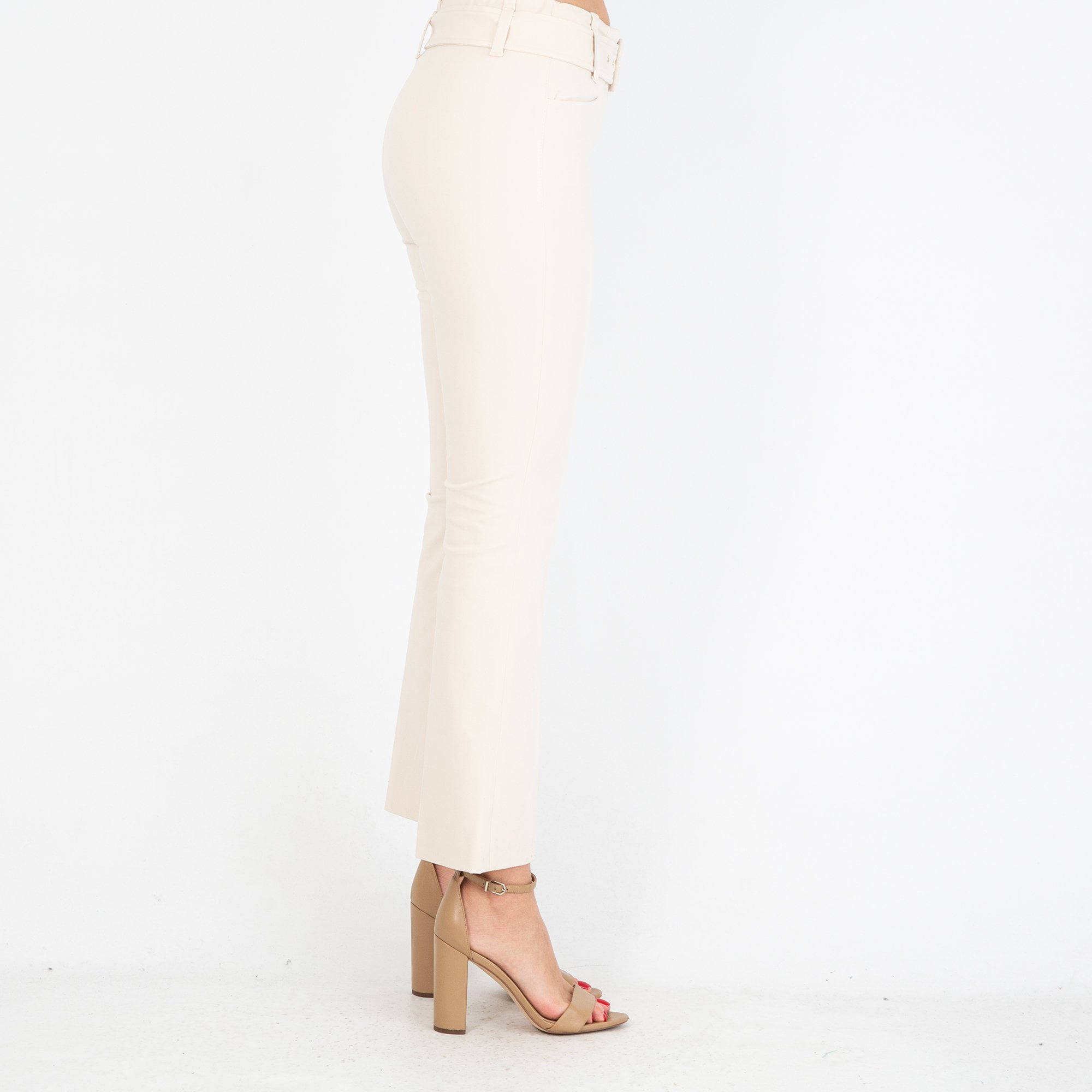 Riani Hose Baby Bootcut Tailored Cotton Trouser With Belt Cream
