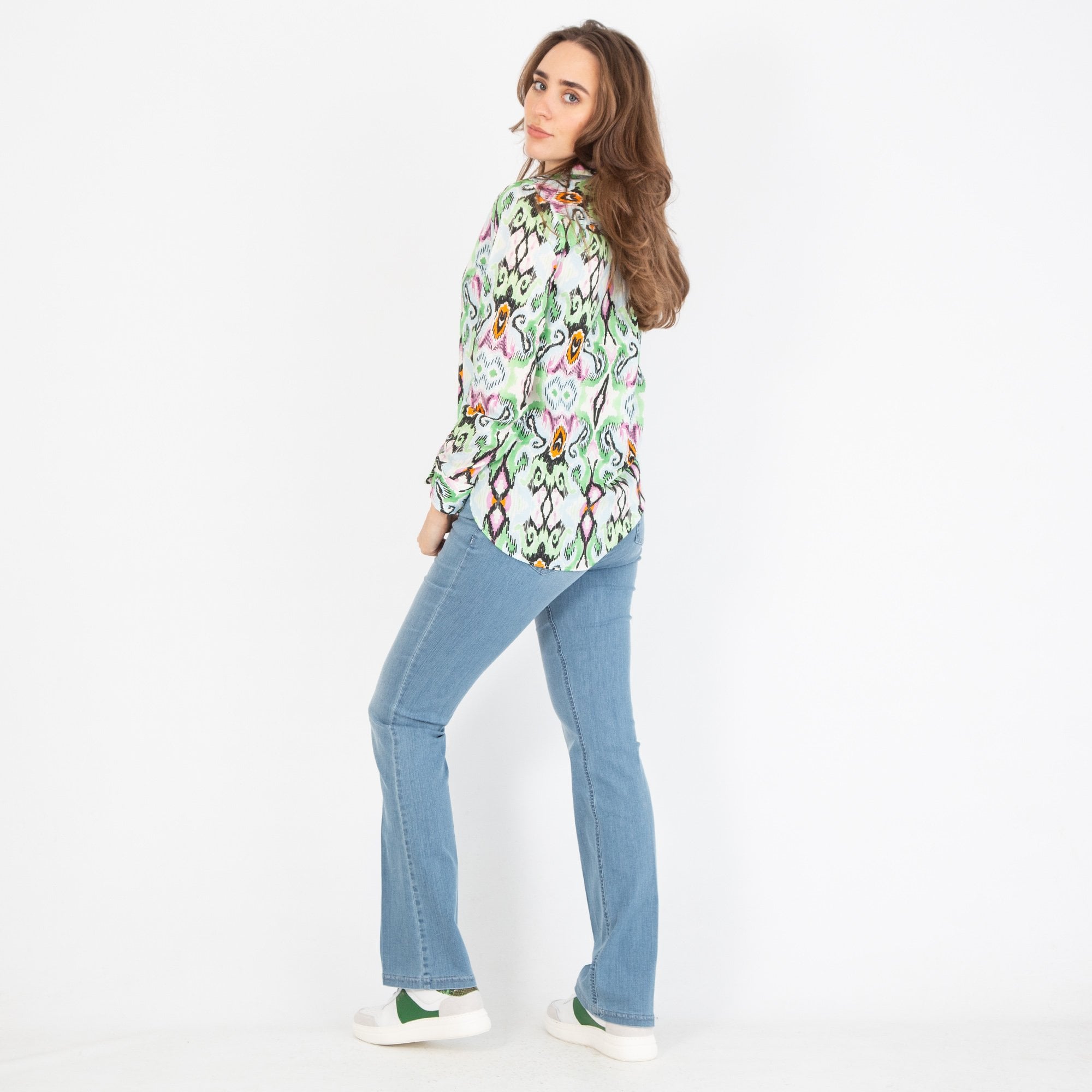 Vilagallo Gaby Aztek Watercolour Print Cotton Blouse Multi