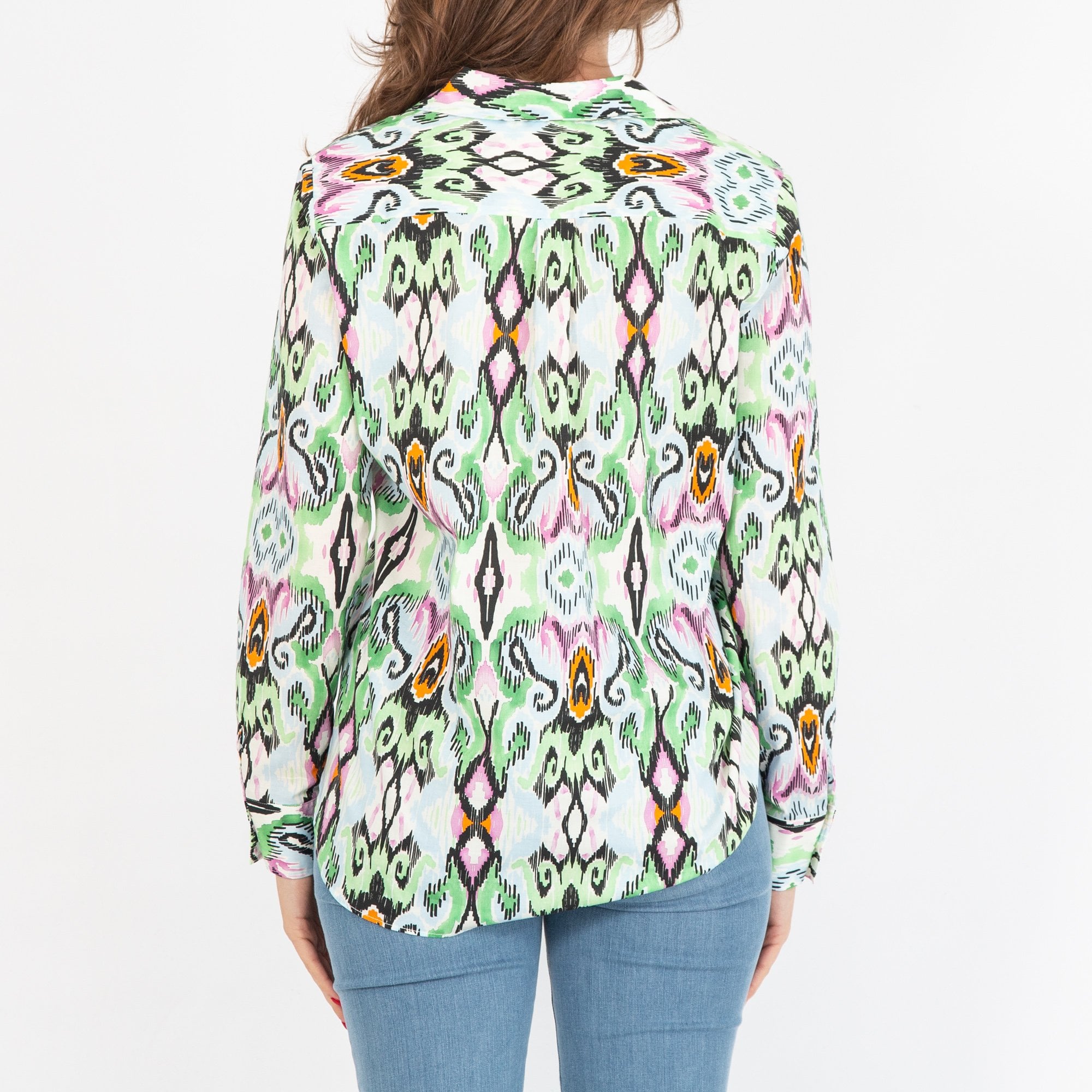 Vilagallo Gaby Aztek Watercolour Print Cotton Blouse Multi