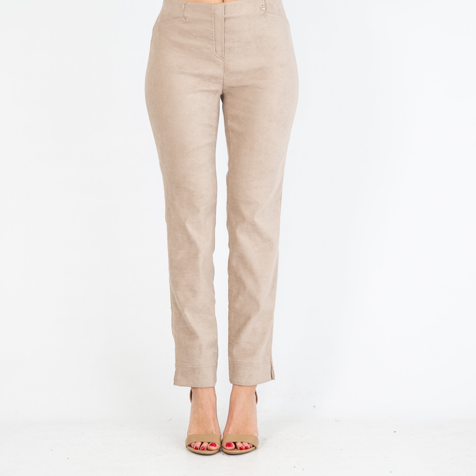 Robell Rose Super Slim Fit Faux Suede Trouser Sand 14
