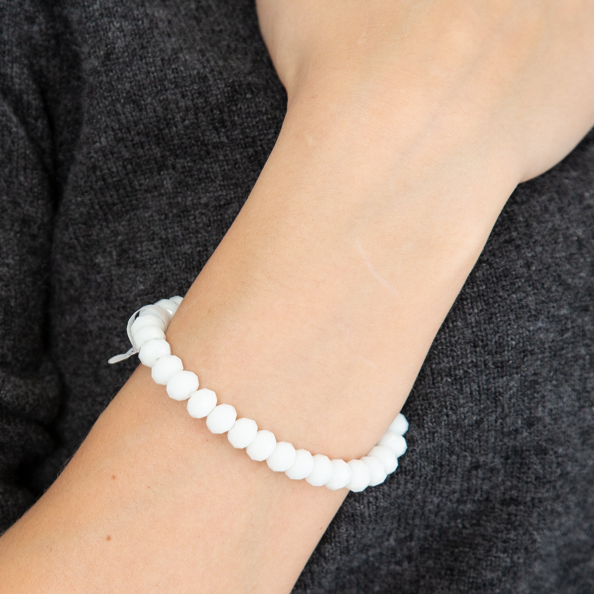 D&x London Crystal Beaded Bracelet White