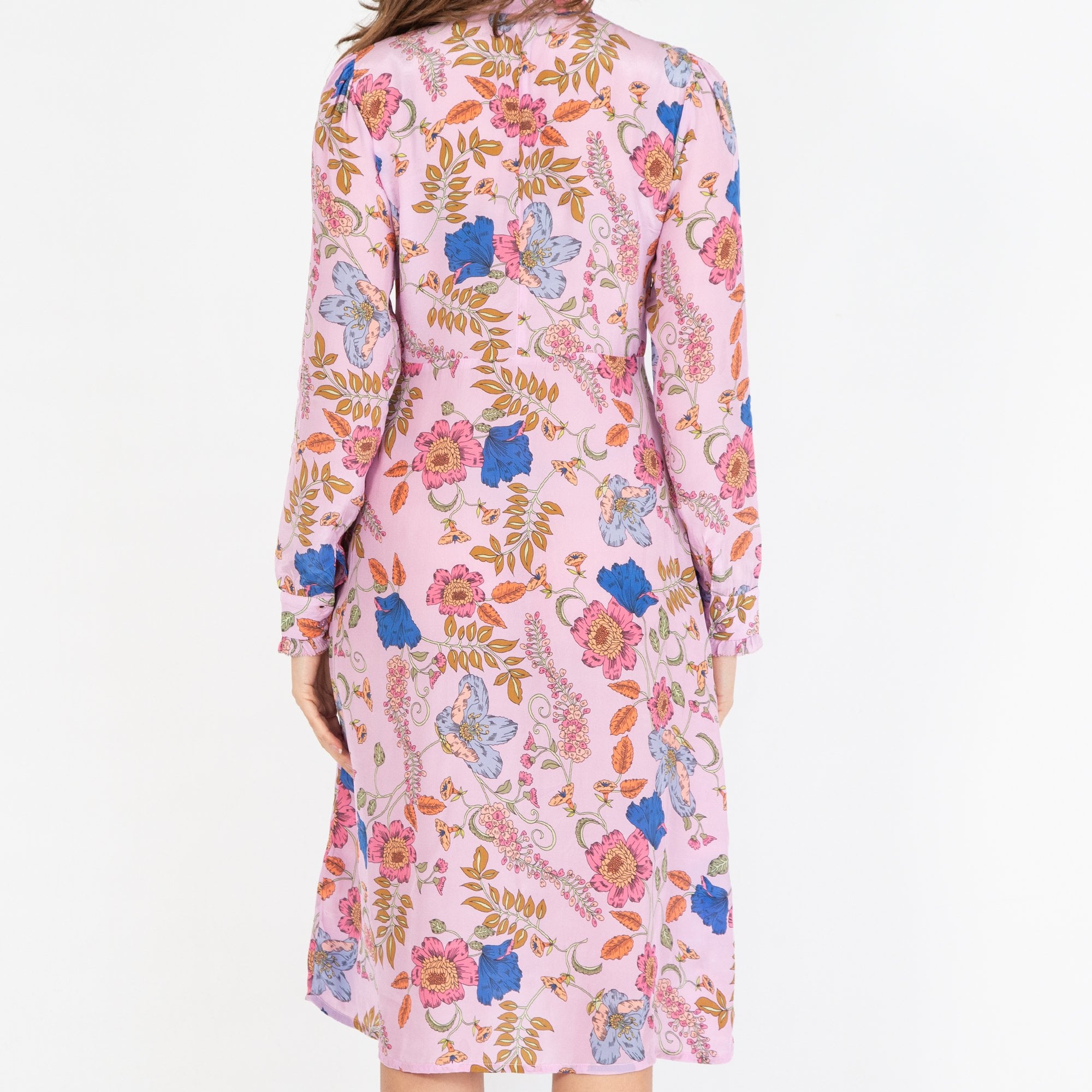 Charlotte Sparre Frill Front Floral Short A Line Dress Lilac Multi