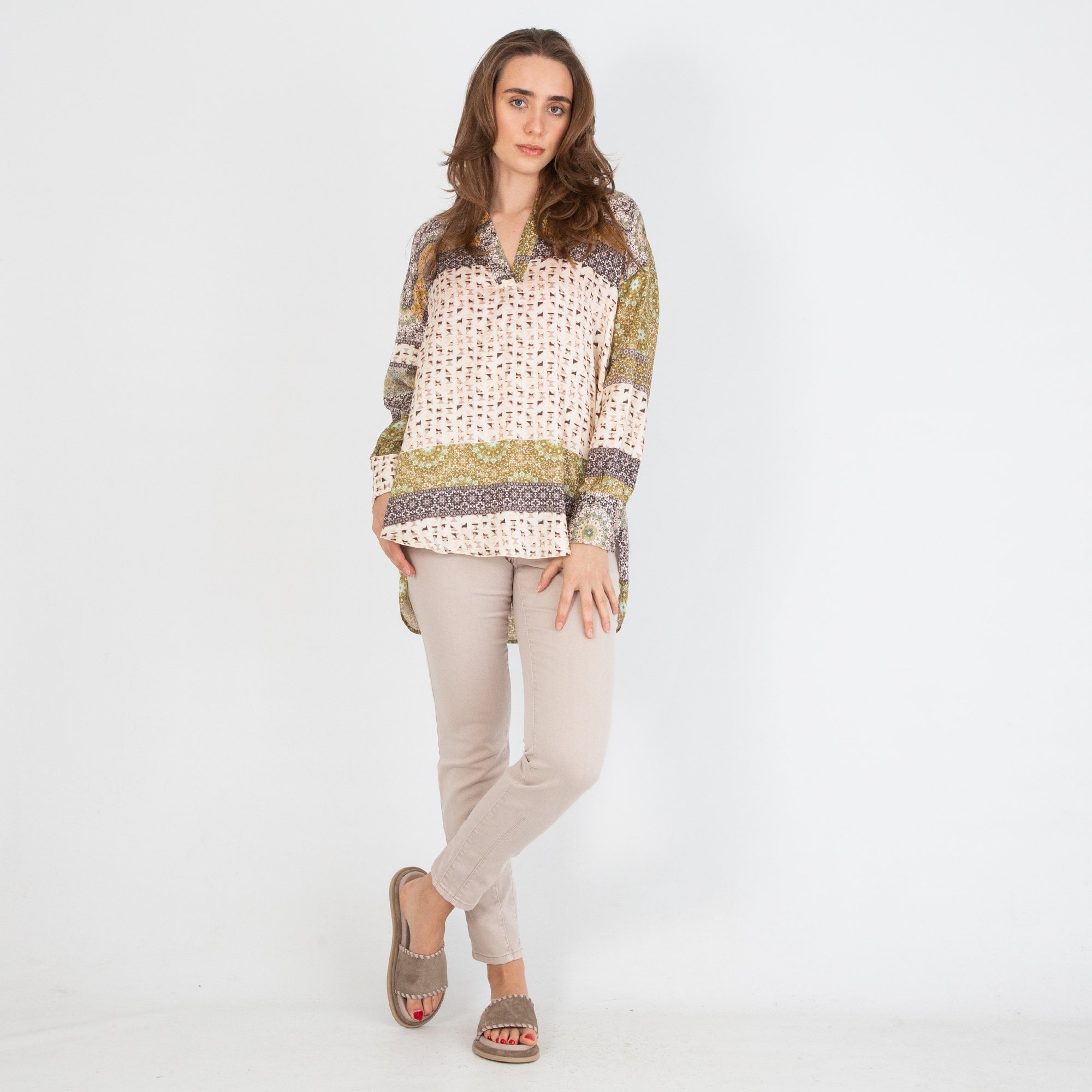 Carmela Suede Slider With Bound Woven Edge Taupe