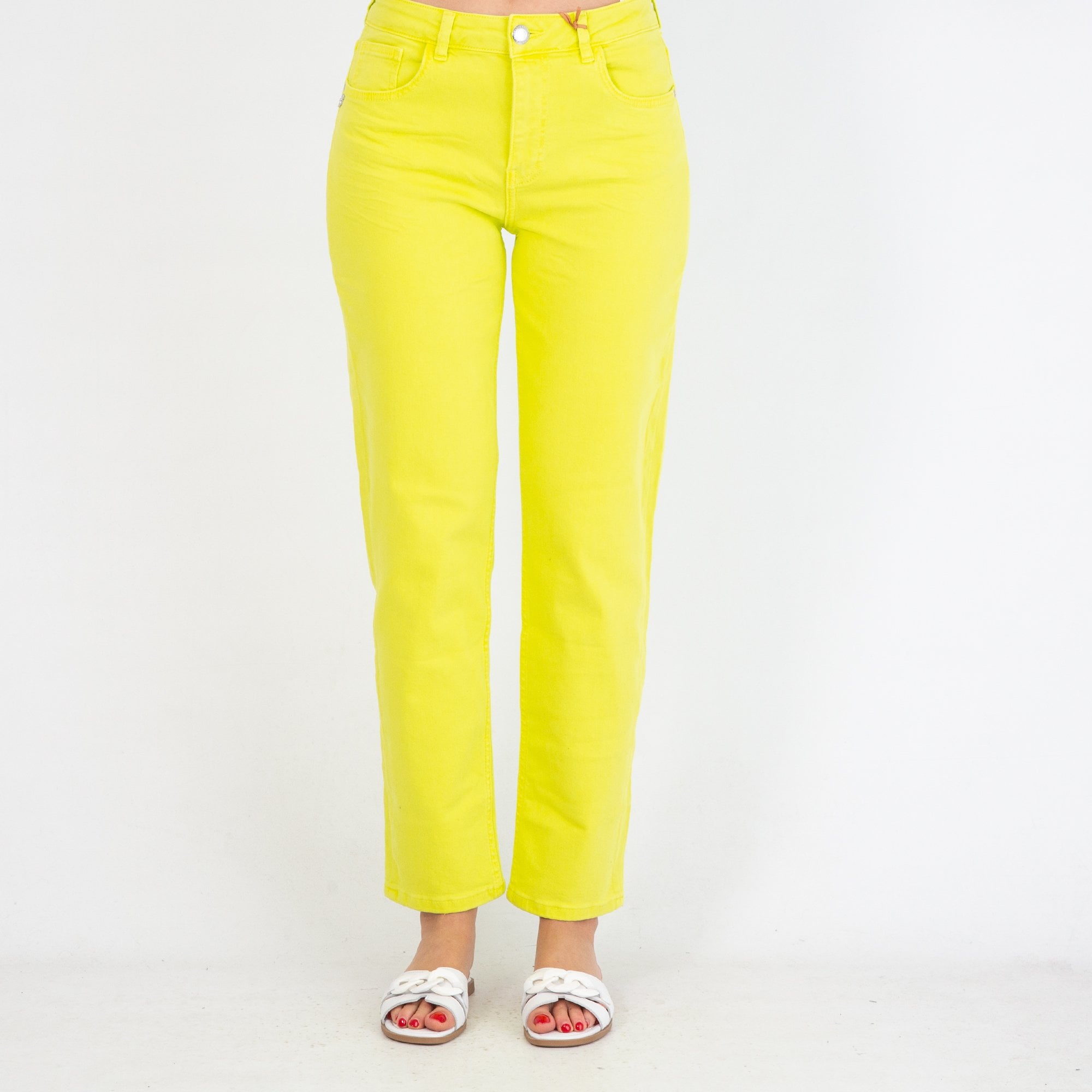 Mos Mosh Stella Straight Leg High Waist Jean Lime Yellow