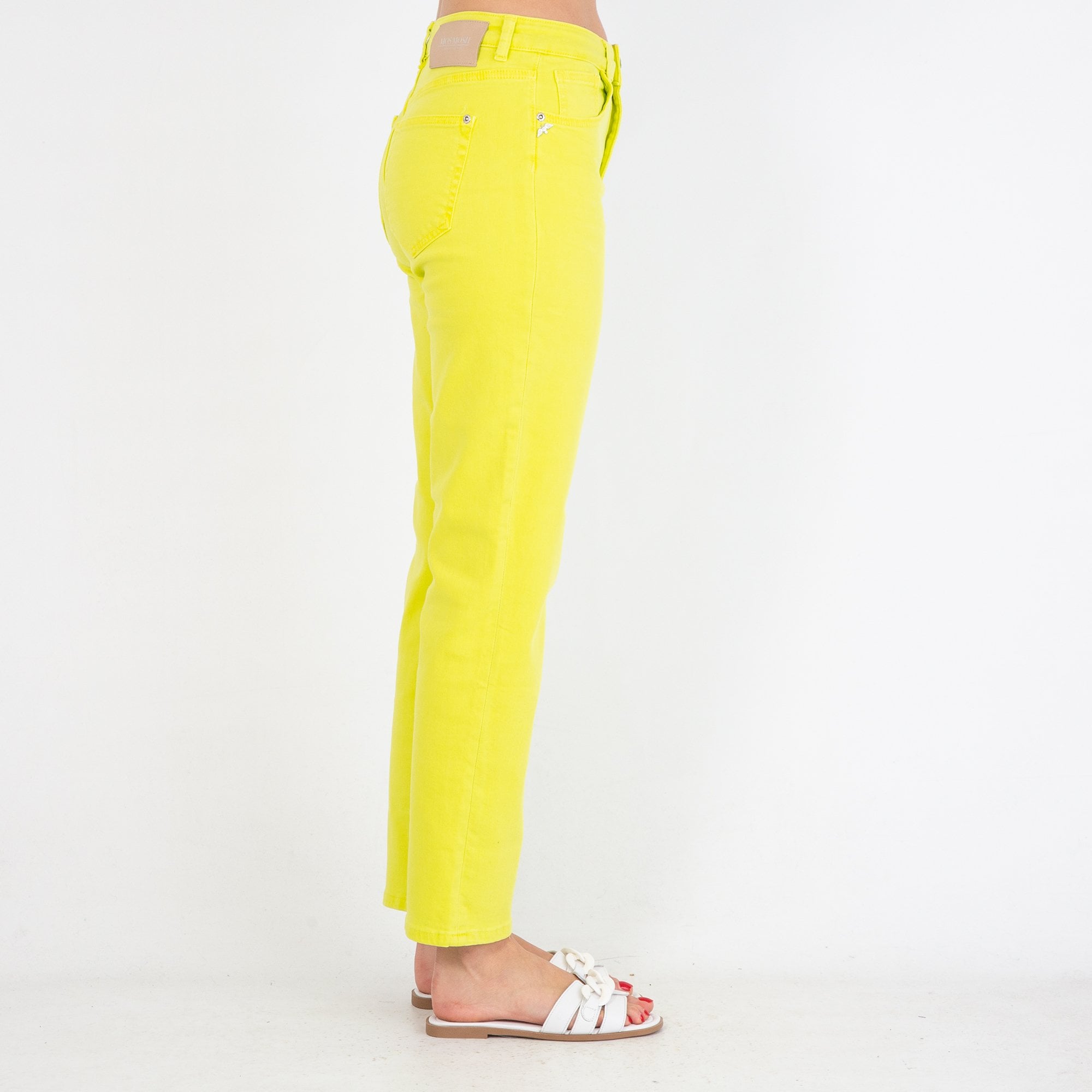 Mos Mosh Stella Straight Leg High Waist Jean Lime Yellow
