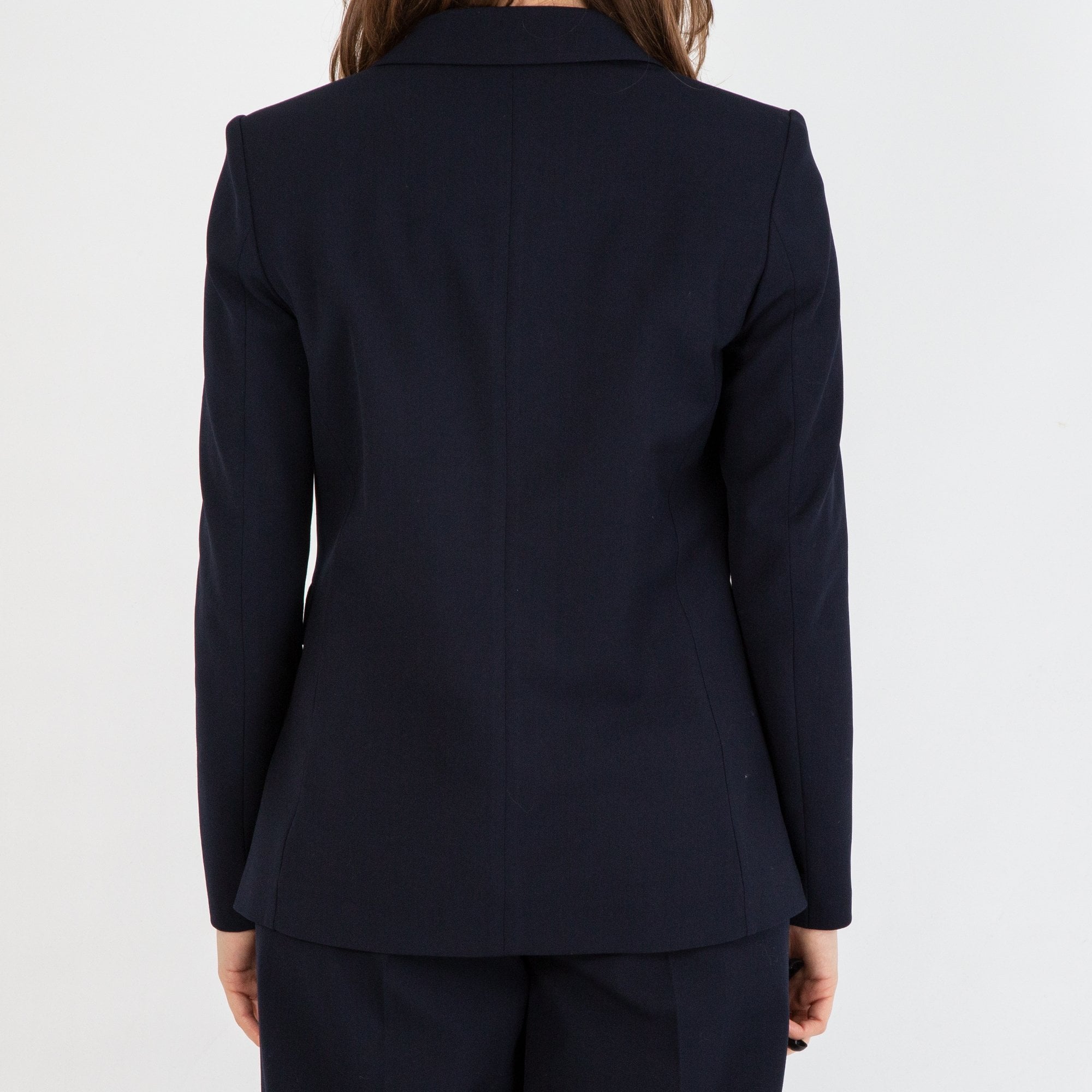 Luisa Cerano Double Breasted Blazer With Gold Hardwear Navy