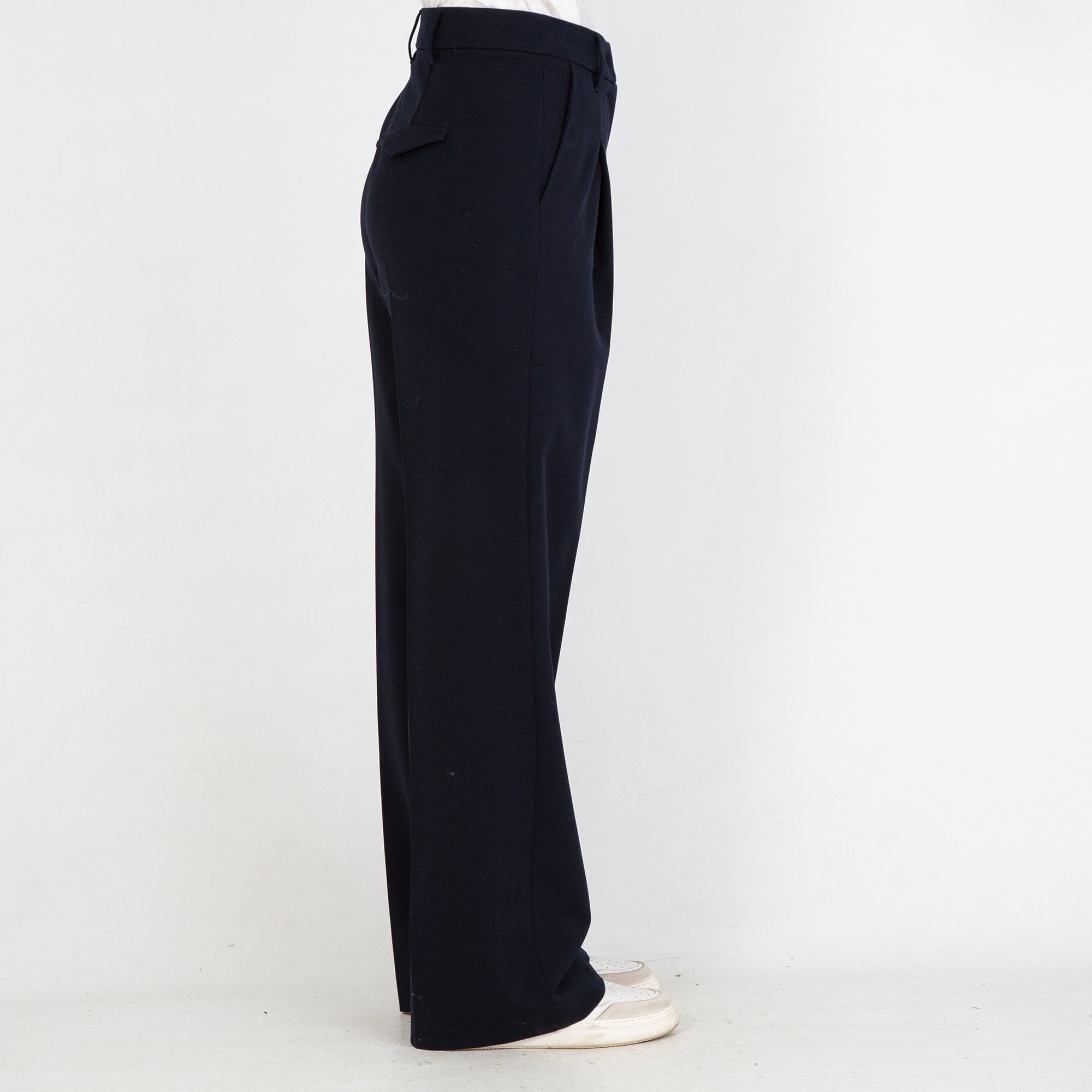 Luisa Cerano Smart Wide Leg Trouser With Crease Navy