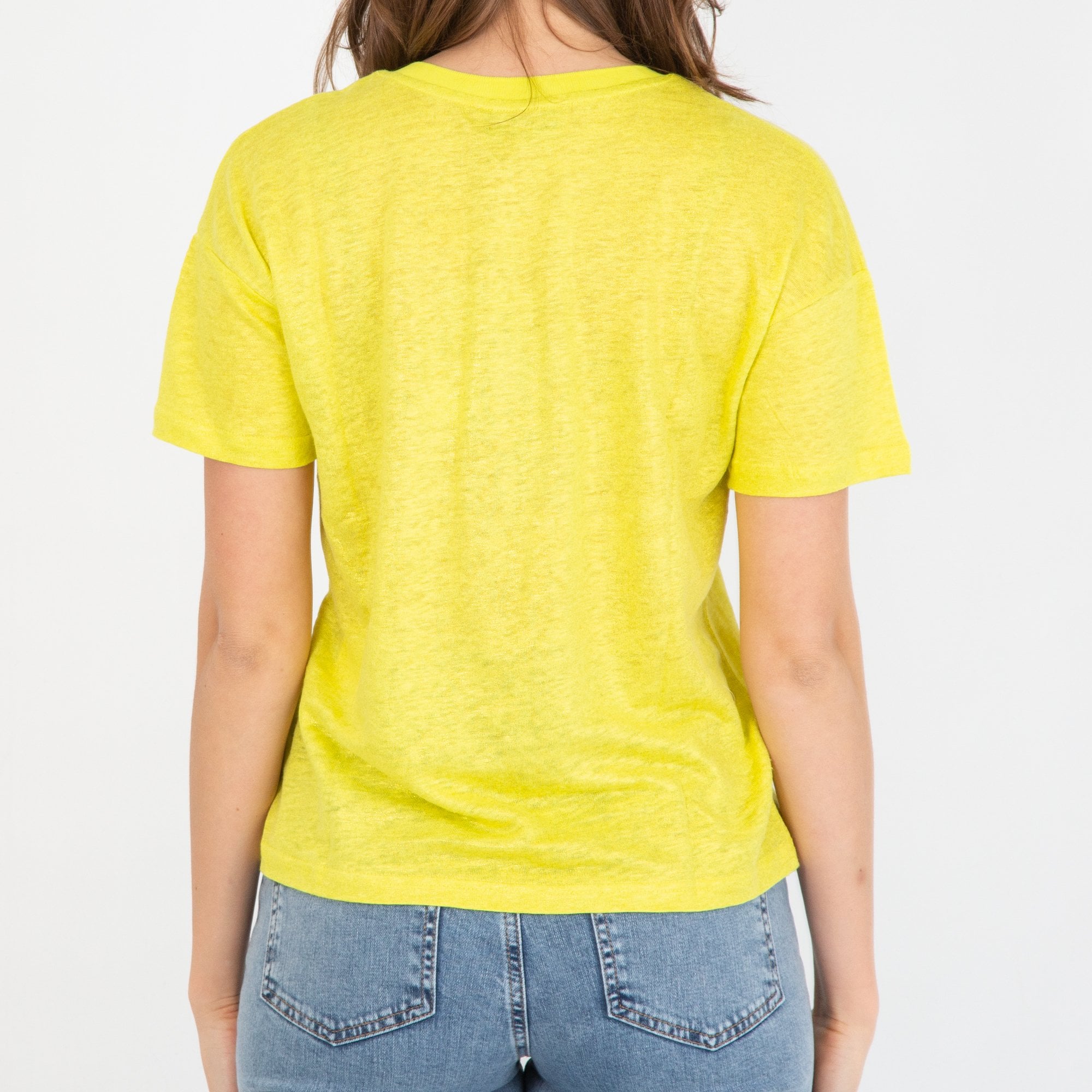 Mos Mosh Casa V Neck Soft Handle Shiny T-shirt Lime Yellow
