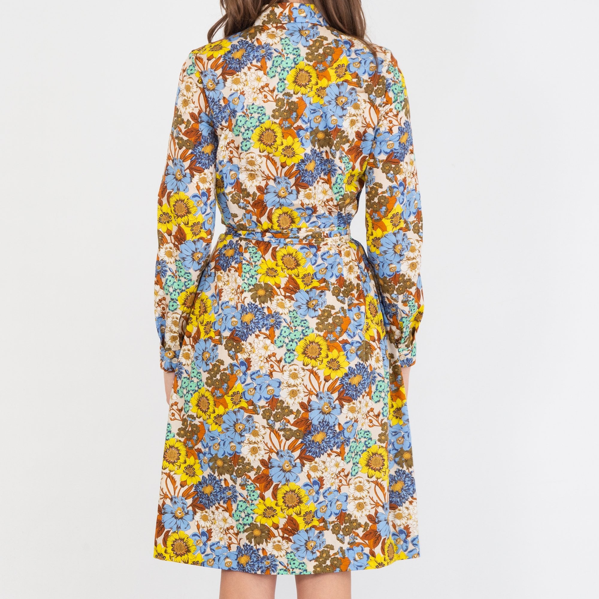 Caliban Camiceria Vintage Floral Print Fitted Shirt Dress Multi