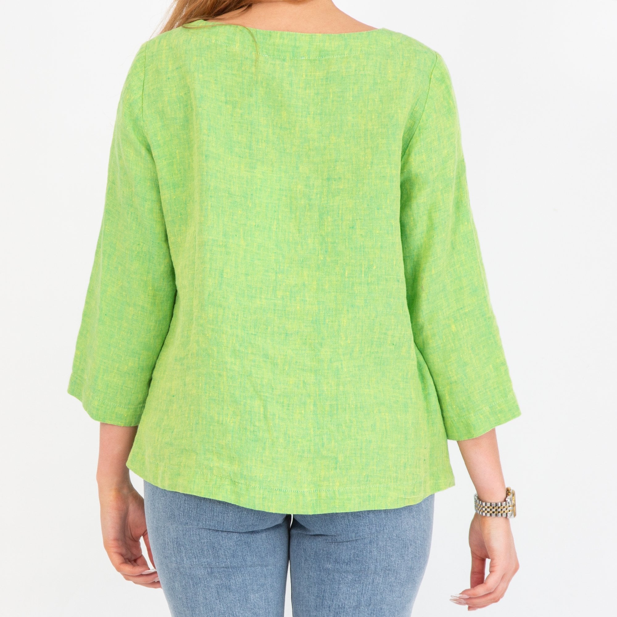 Sahara Round Neck Asymmetric Hem Top Bright Green
