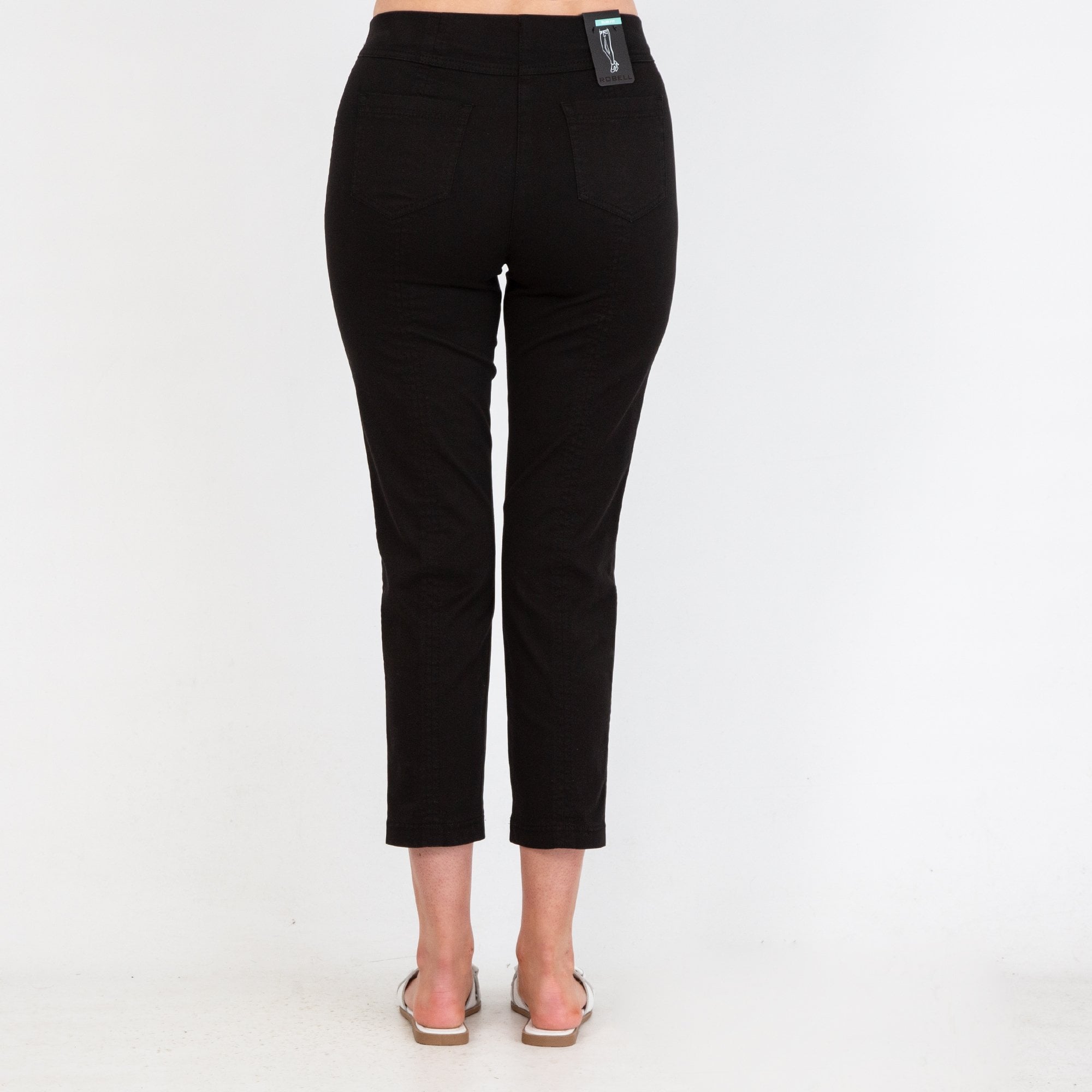 Robell Bella 09 Slim Leg Pull On Cotton Trouser Black 90