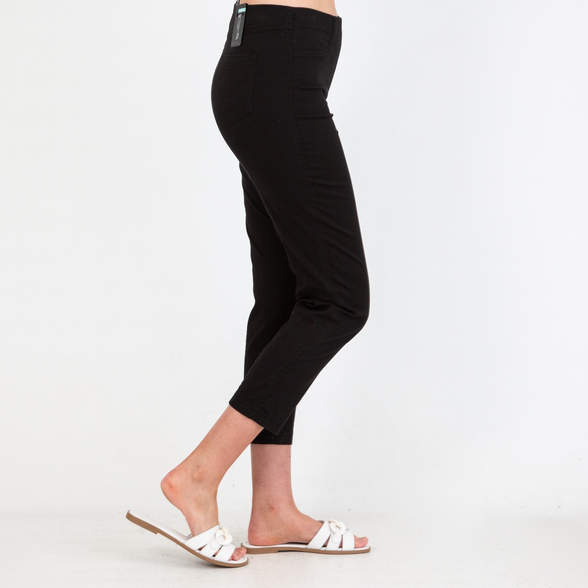 Robell Bella 09 Slim Leg Pull On Cotton Trouser Black 90