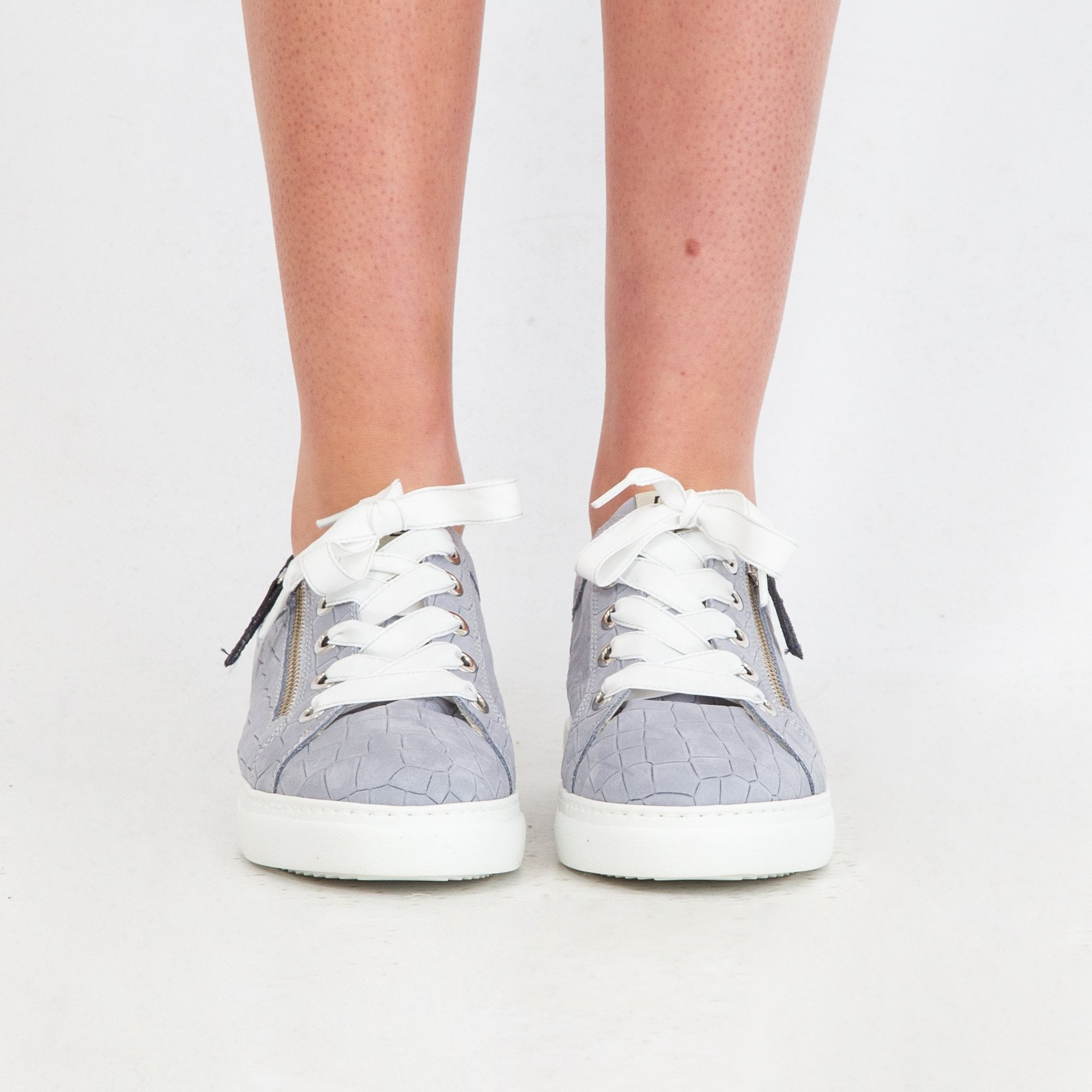 Dl Sport Suede Croc Flatform Trainer With Zip Pale Blue