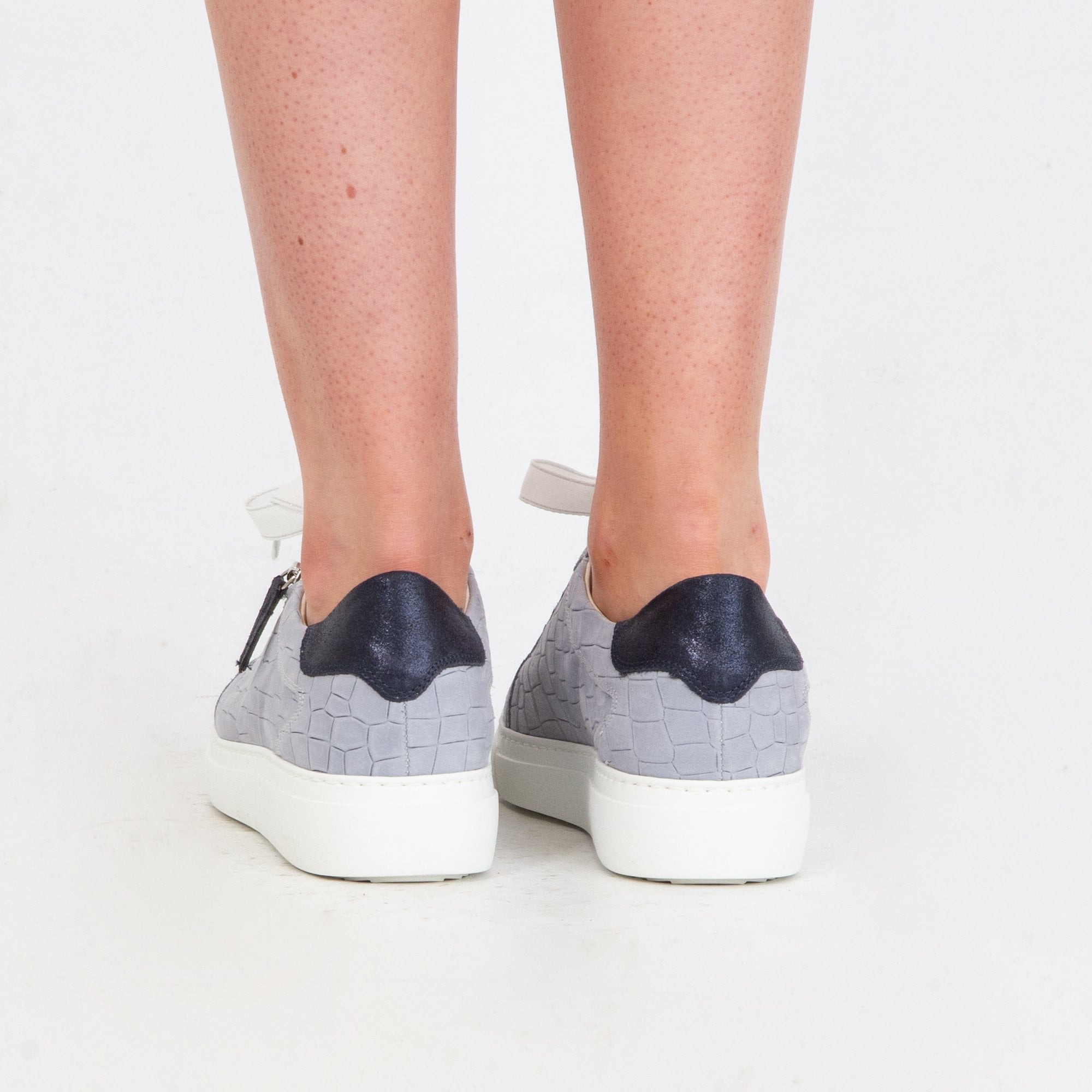 Dl Sport Suede Croc Flatform Trainer With Zip Pale Blue