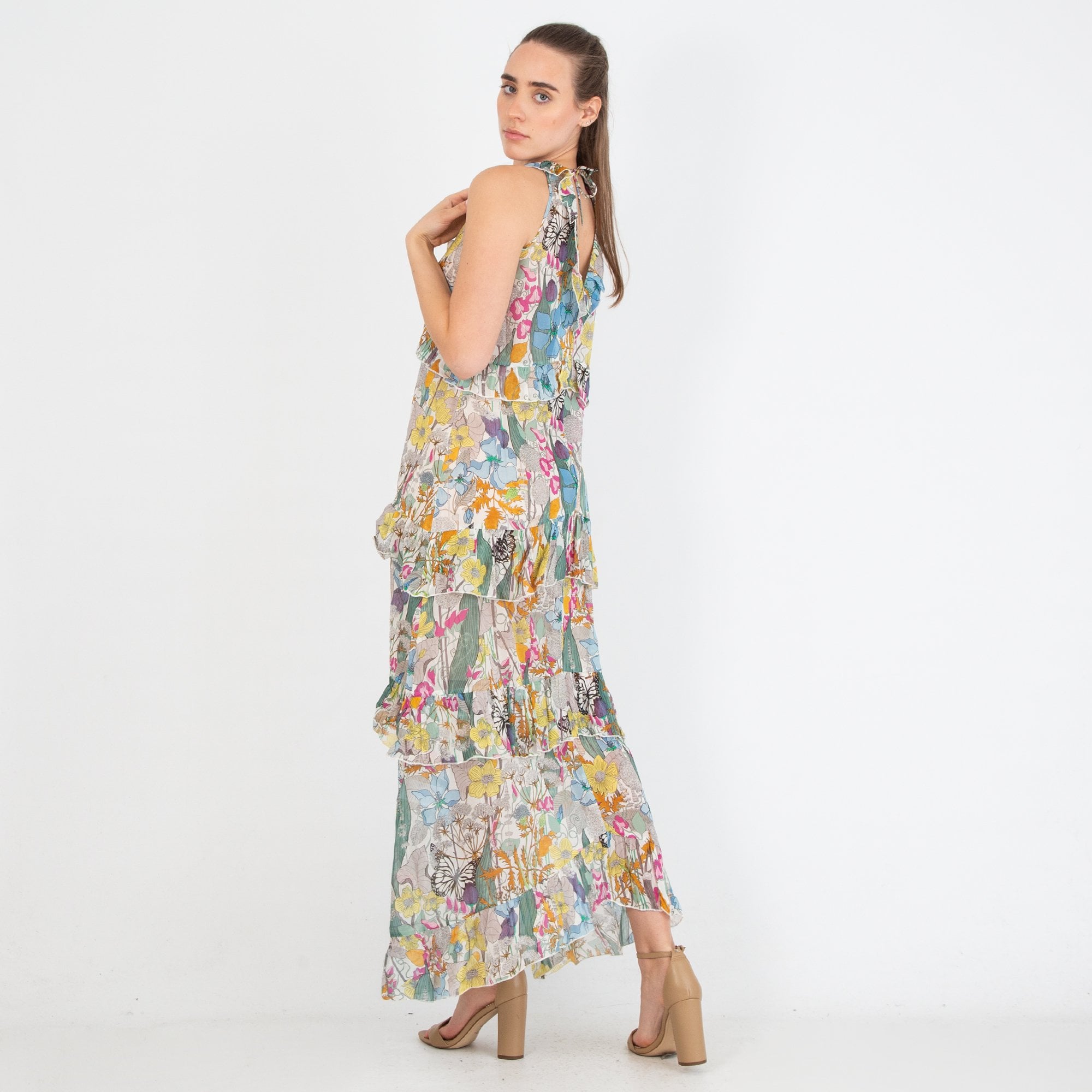 Dea Kudibal Frankie Floral Print Sleeveless Frill Layered Maxi Dress Posey