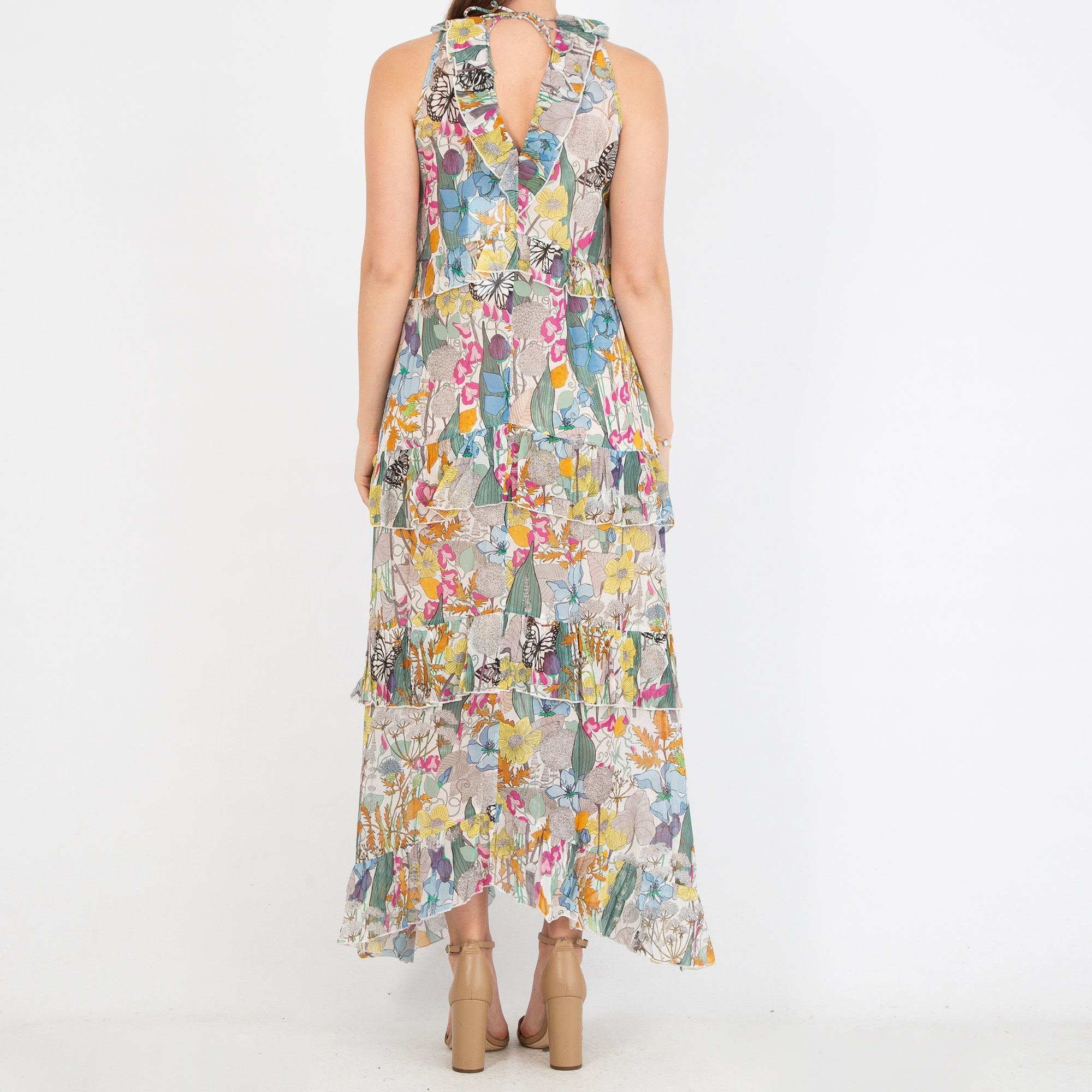 Dea Kudibal Frankie Floral Print Sleeveless Frill Layered Maxi Dress Posey