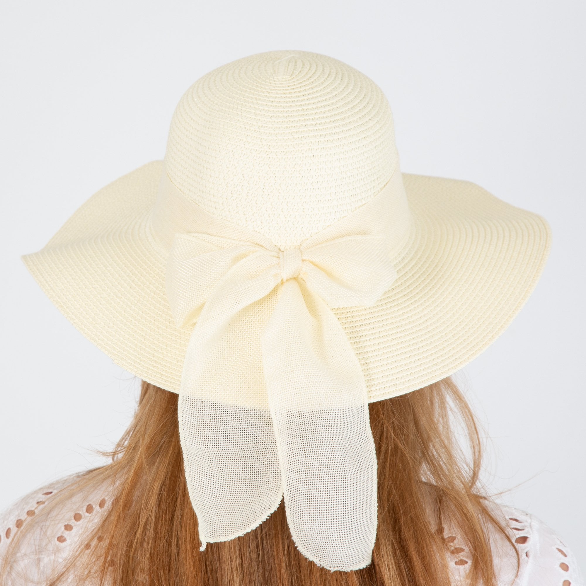 Sister ME Straw Hat With Ribbon Bow Cream