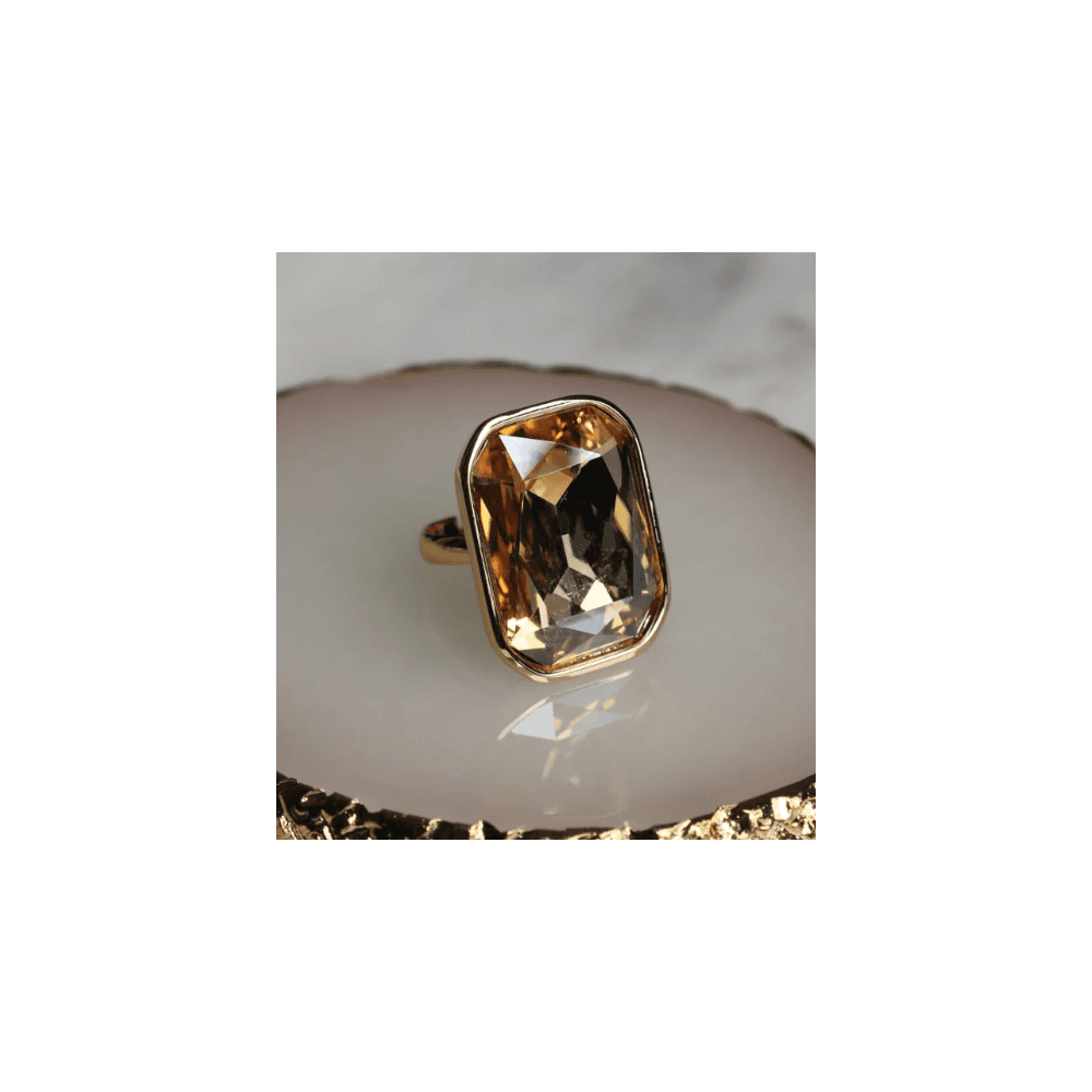 Zelly Large Emerald Cut Adjustable Ring Champagne