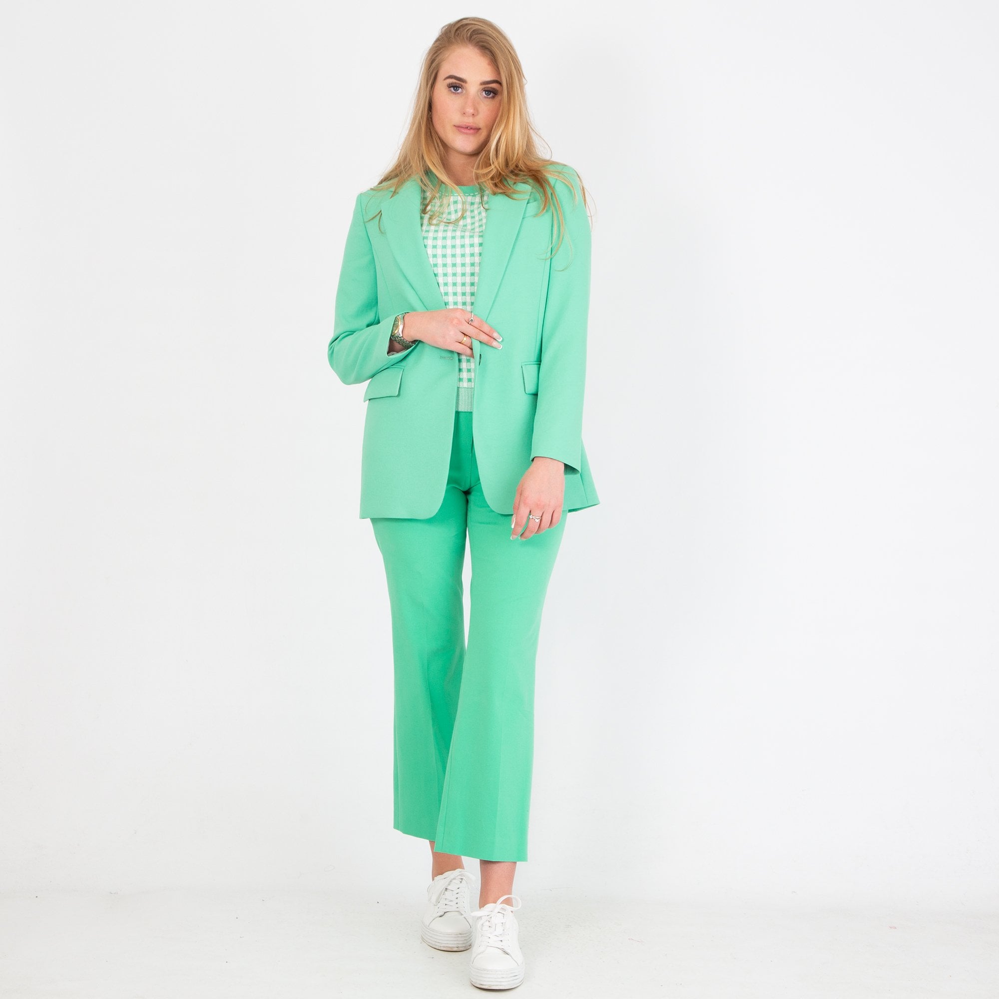 Marc Cain Single Breasted Long Line Blazer Bright Green