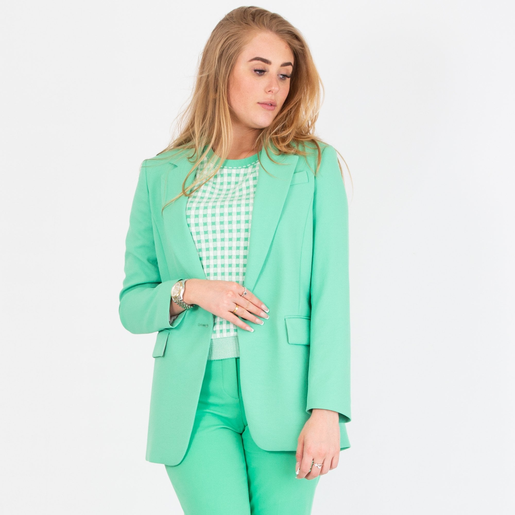 Marc Cain Single Breasted Long Line Blazer Bright Green