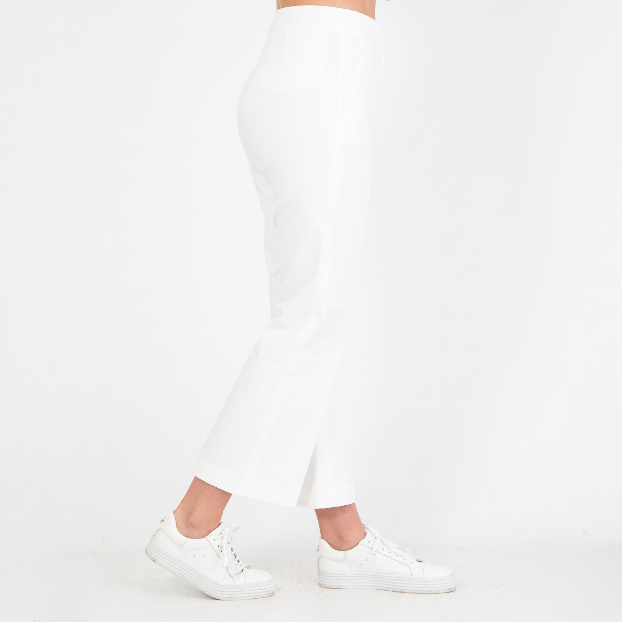 Riani Smart Seam Front Cropped Cotton Trouser White