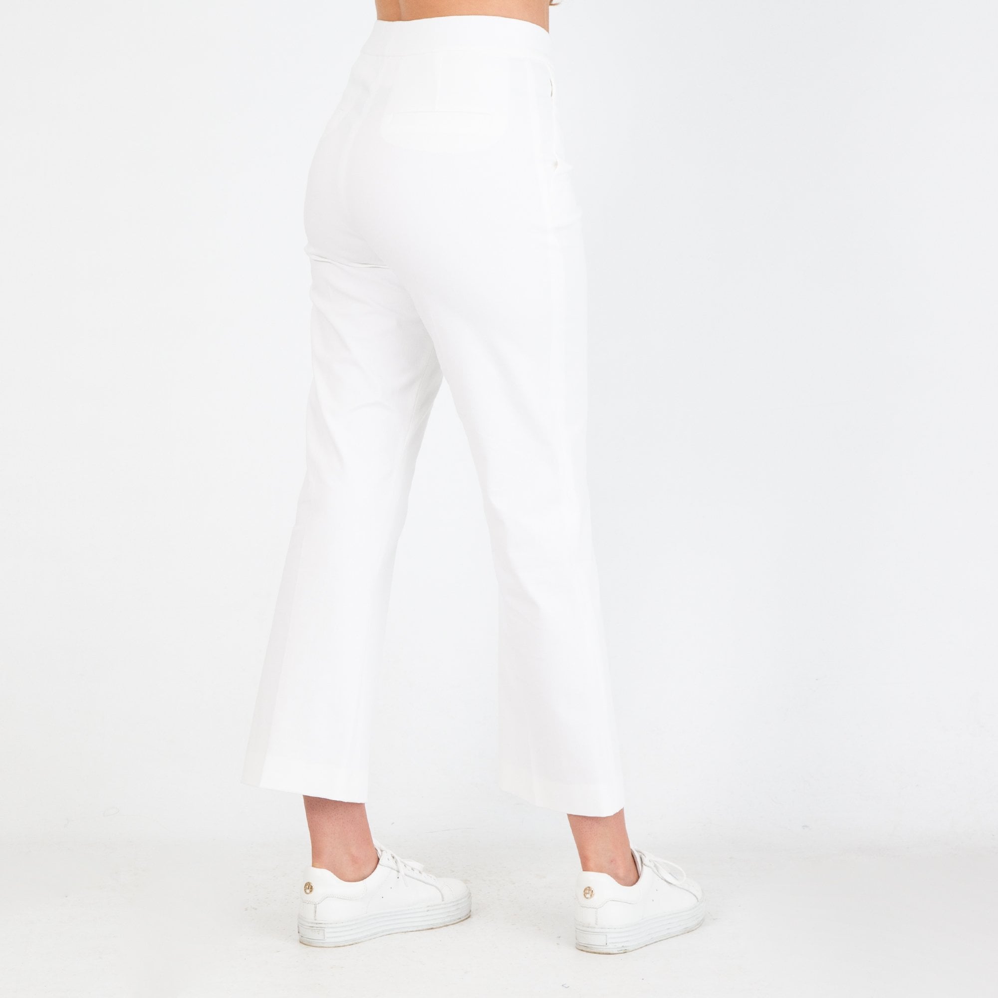 Riani Smart Seam Front Cropped Cotton Trouser White