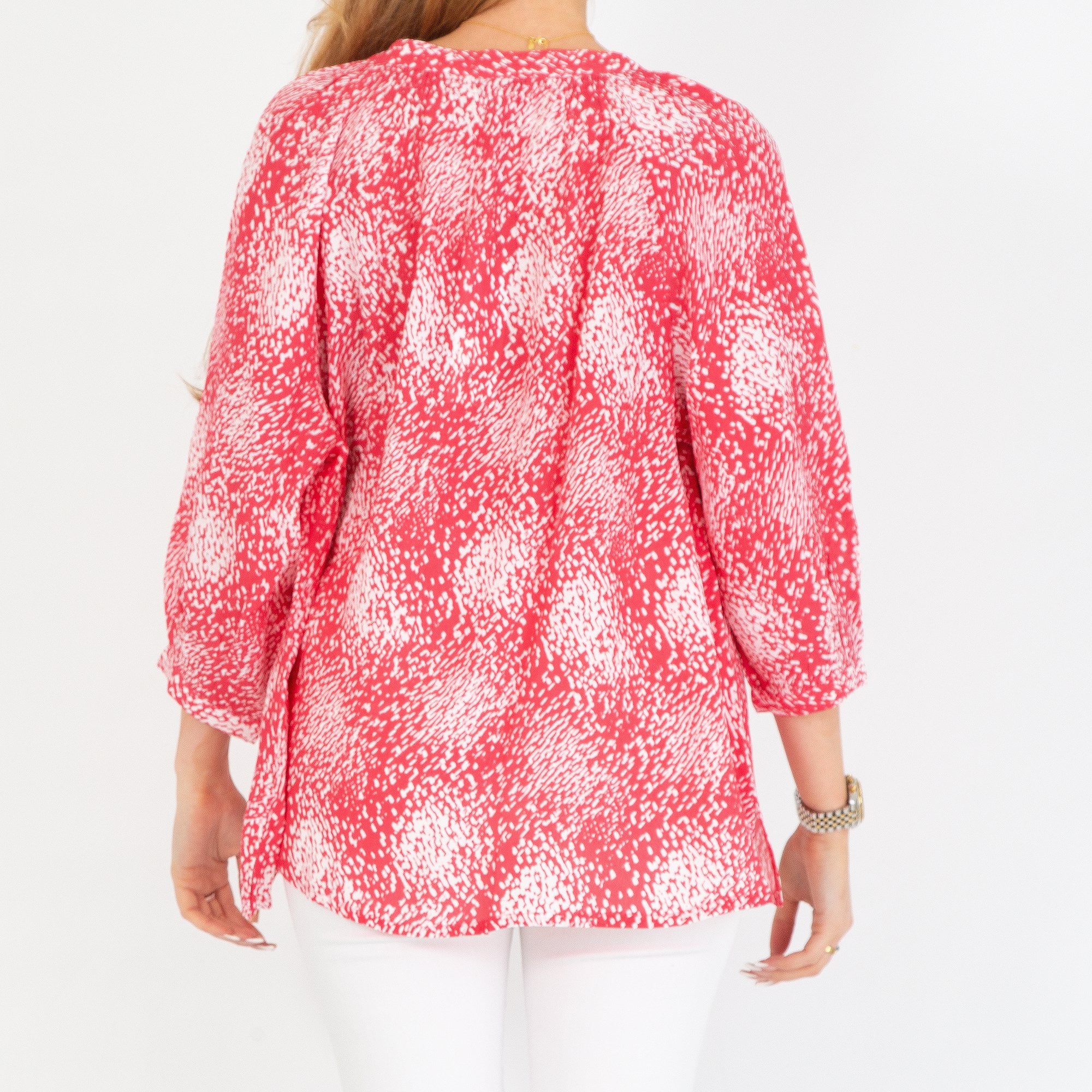 Sahara Speckled Print Balloon Sleeve Blouse Pink/white