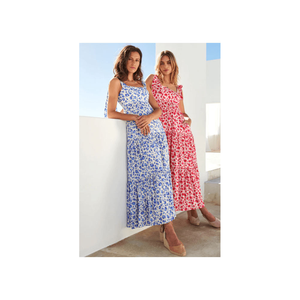 Aspiga Tabitha A Leopard Print Tie Shoulder Tiered Maxi Dress Cheetah Pink/cream