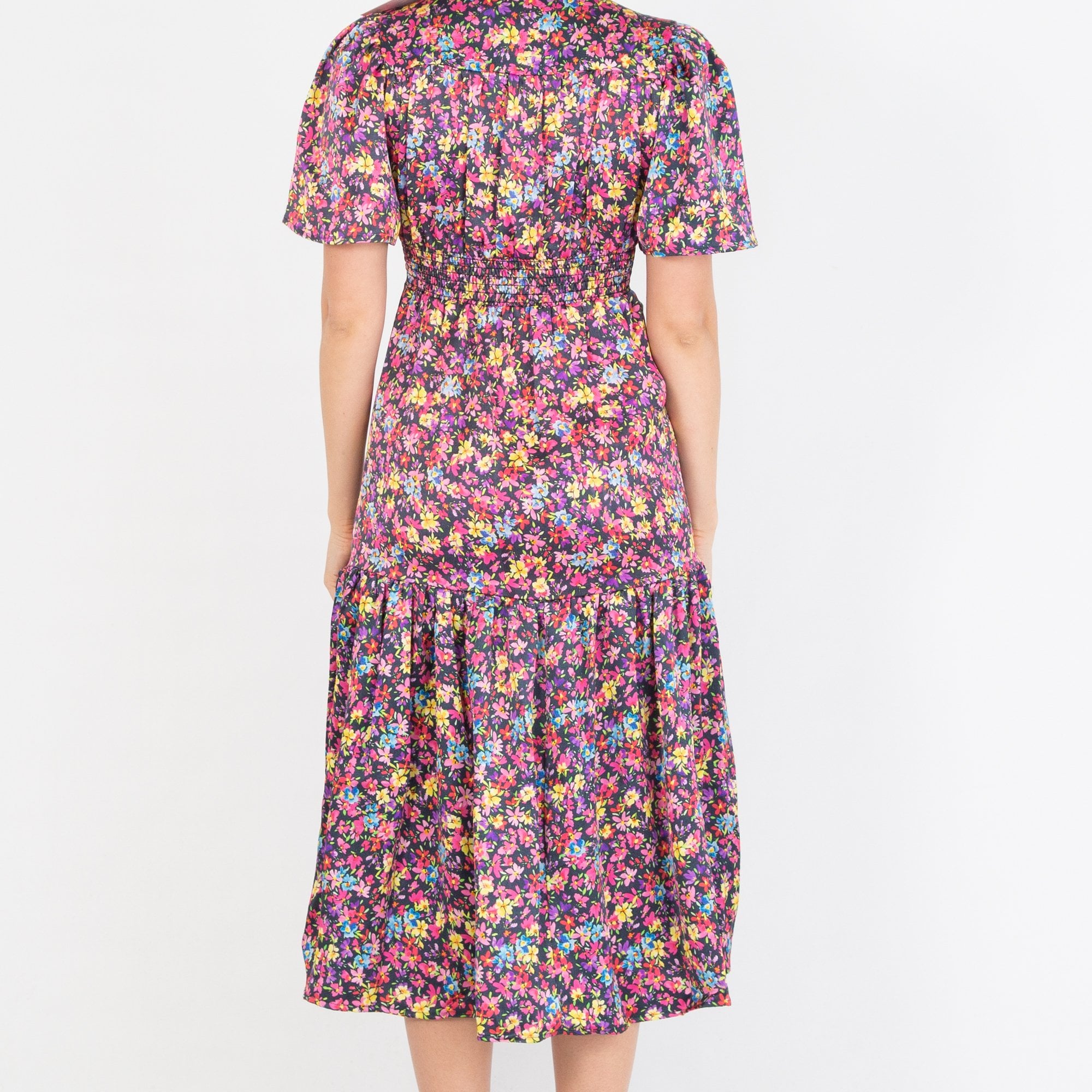 Sirens Imelda Empire Seam Ditsy Floral Print Tiered Dress Navy Multi