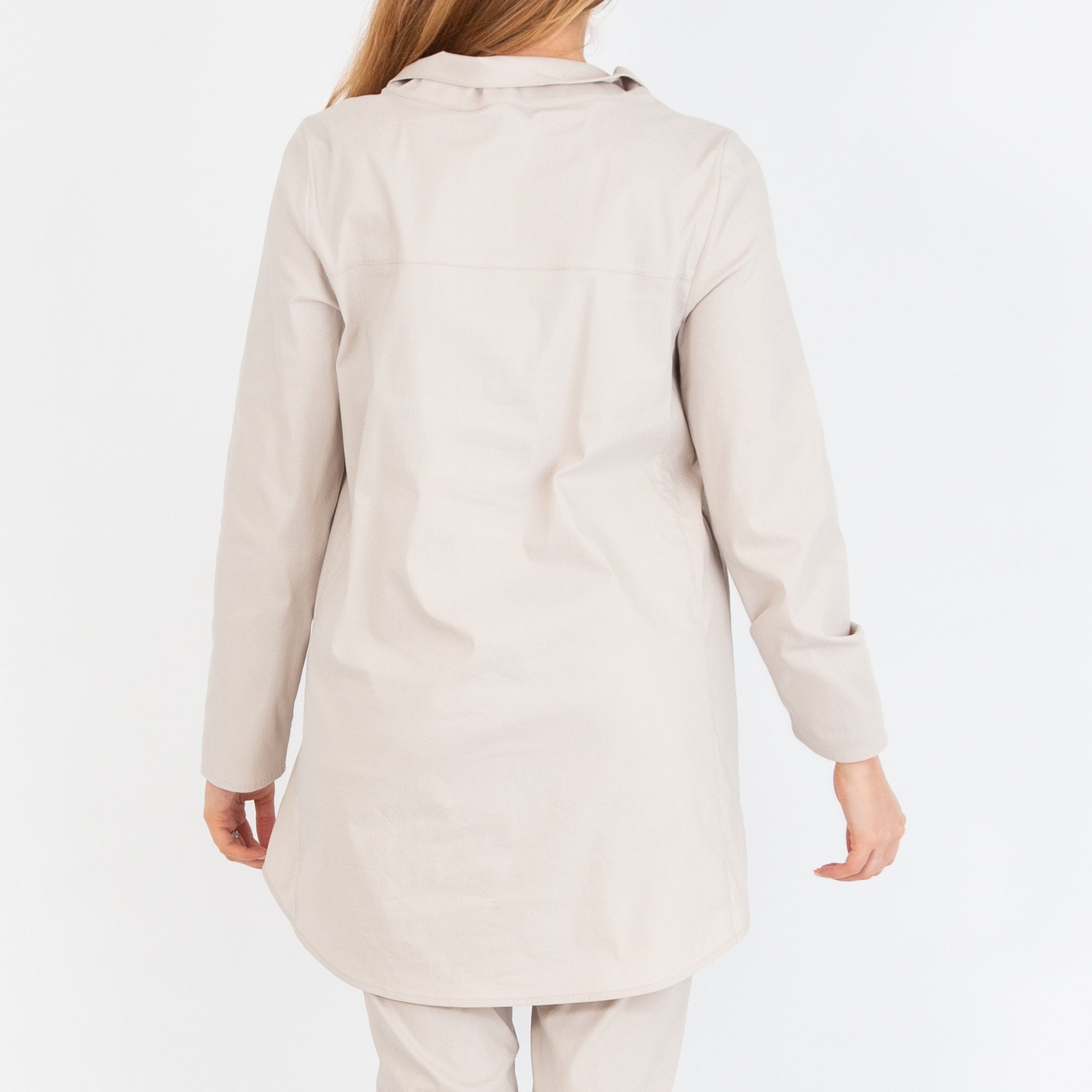 Vetono Cotton Dip Back Shirt Jacket Stone 315 8315-63