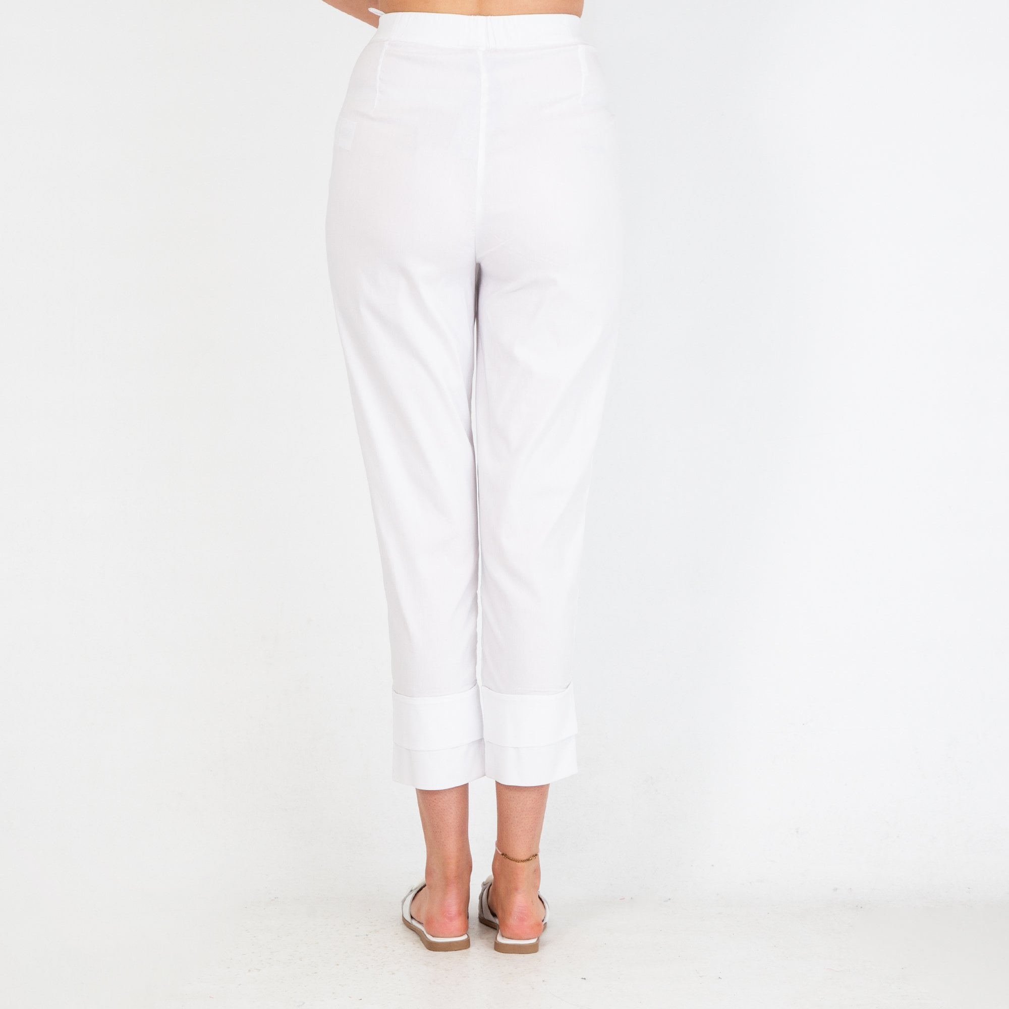 Vetono Cotton Stretch Cropped Trouser With Cuff White 110 8315-48