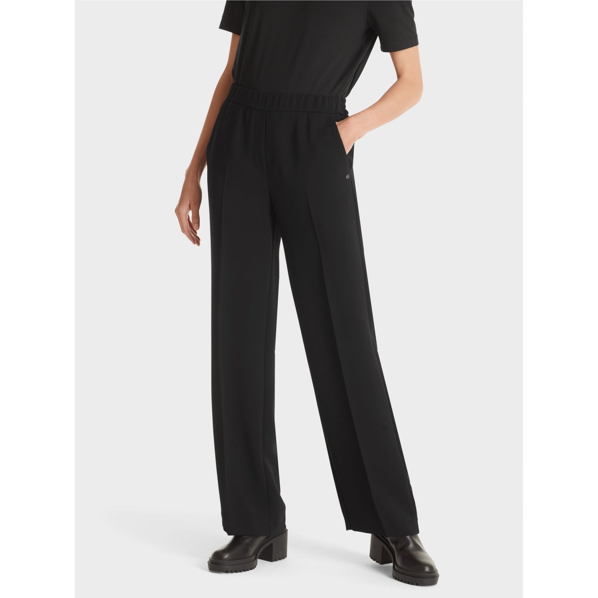 Marc Cain Washington Elasticated Waist Wide Leg Smart Trouser Black