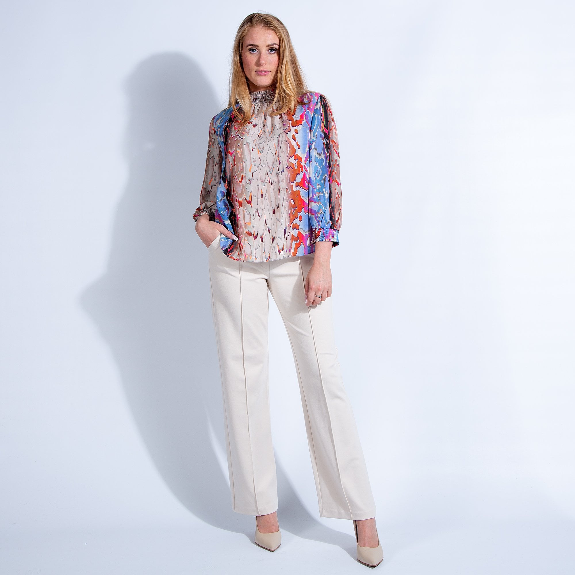 Milano Italy Centre Seam Elastic Waist Jersey Trouser Sand