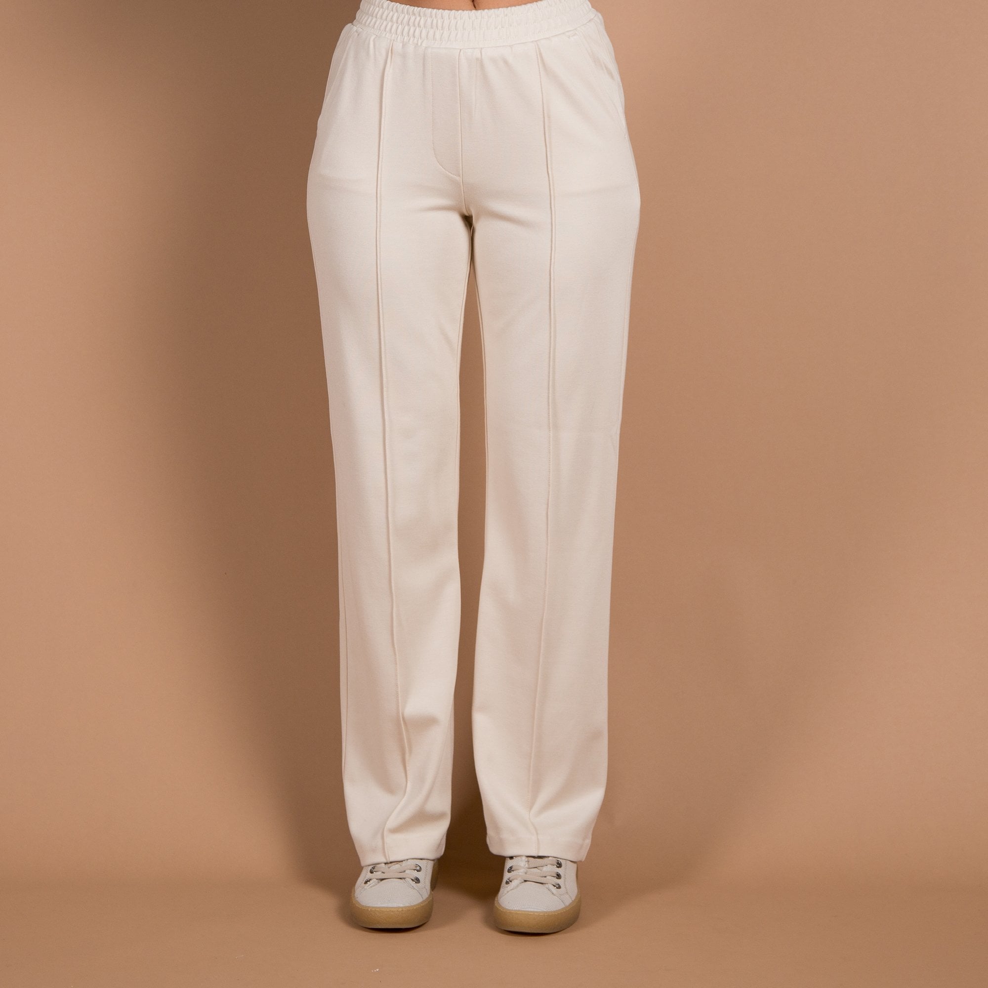 Milano Italy Centre Seam Elastic Waist Jersey Trouser Sand