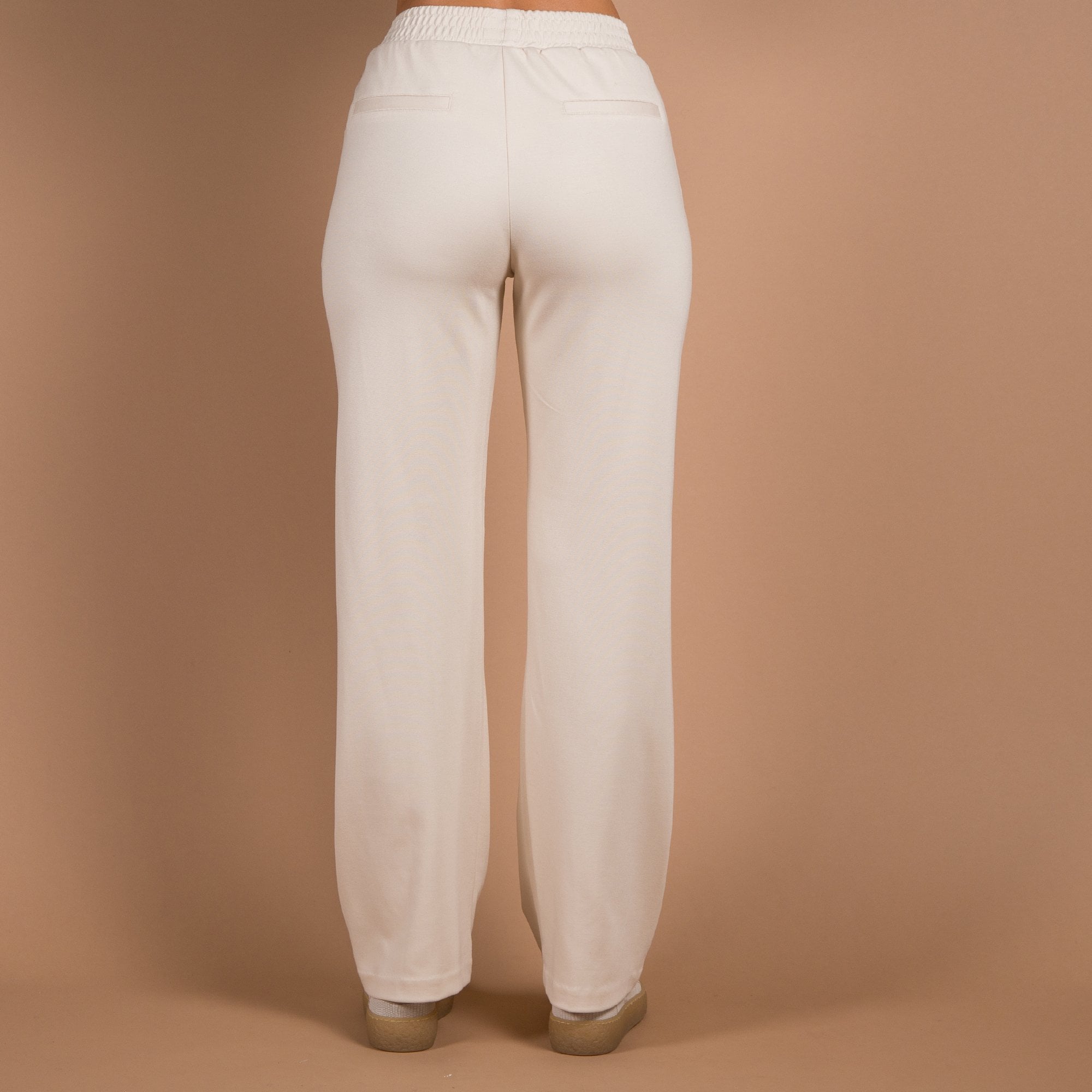 Milano Italy Centre Seam Elastic Waist Jersey Trouser Sand