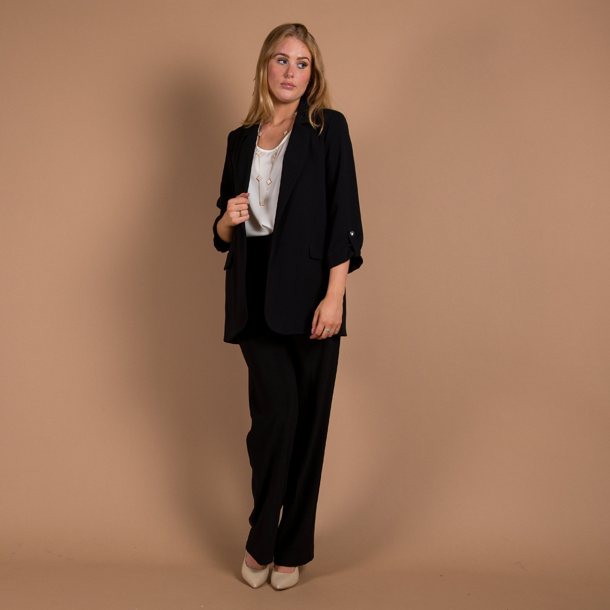 Joseph Ribkoff Oversized Blazer With Turn Back Cuff Black