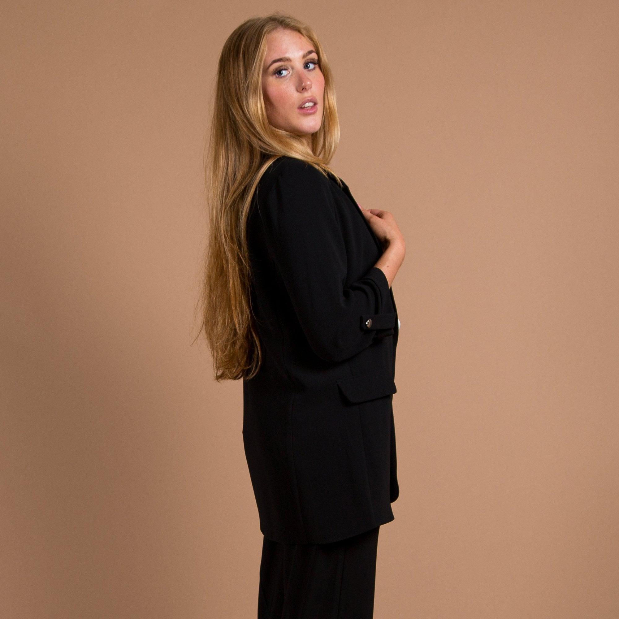 Joseph Ribkoff Oversized Blazer With Turn Back Cuff Black