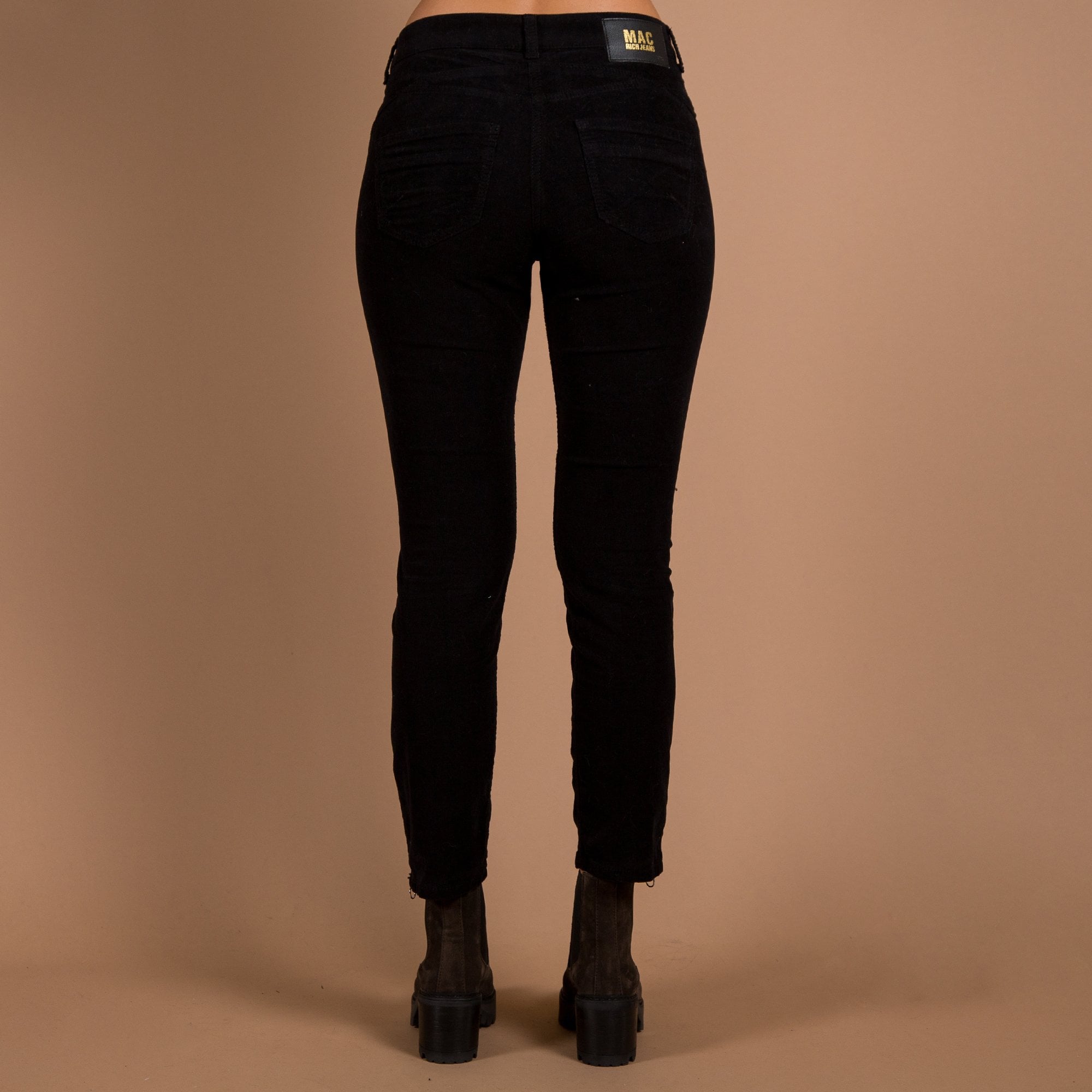 Mac Slim Leg Cord Jean With Ankle Zip Black 26L