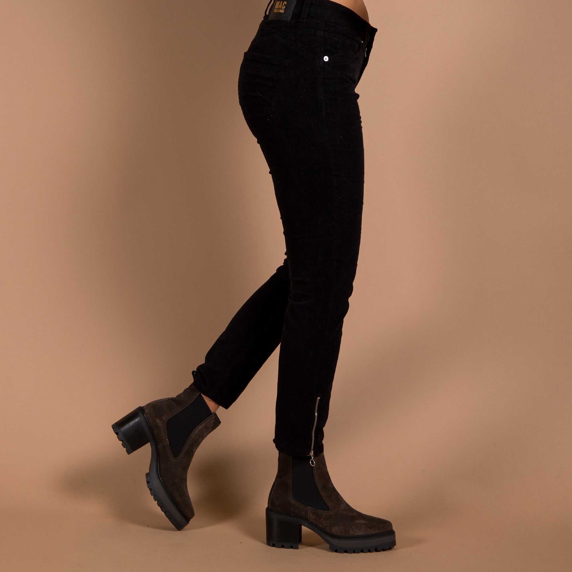 Mac Slim Leg Cord Jean With Ankle Zip Black 090r 28L