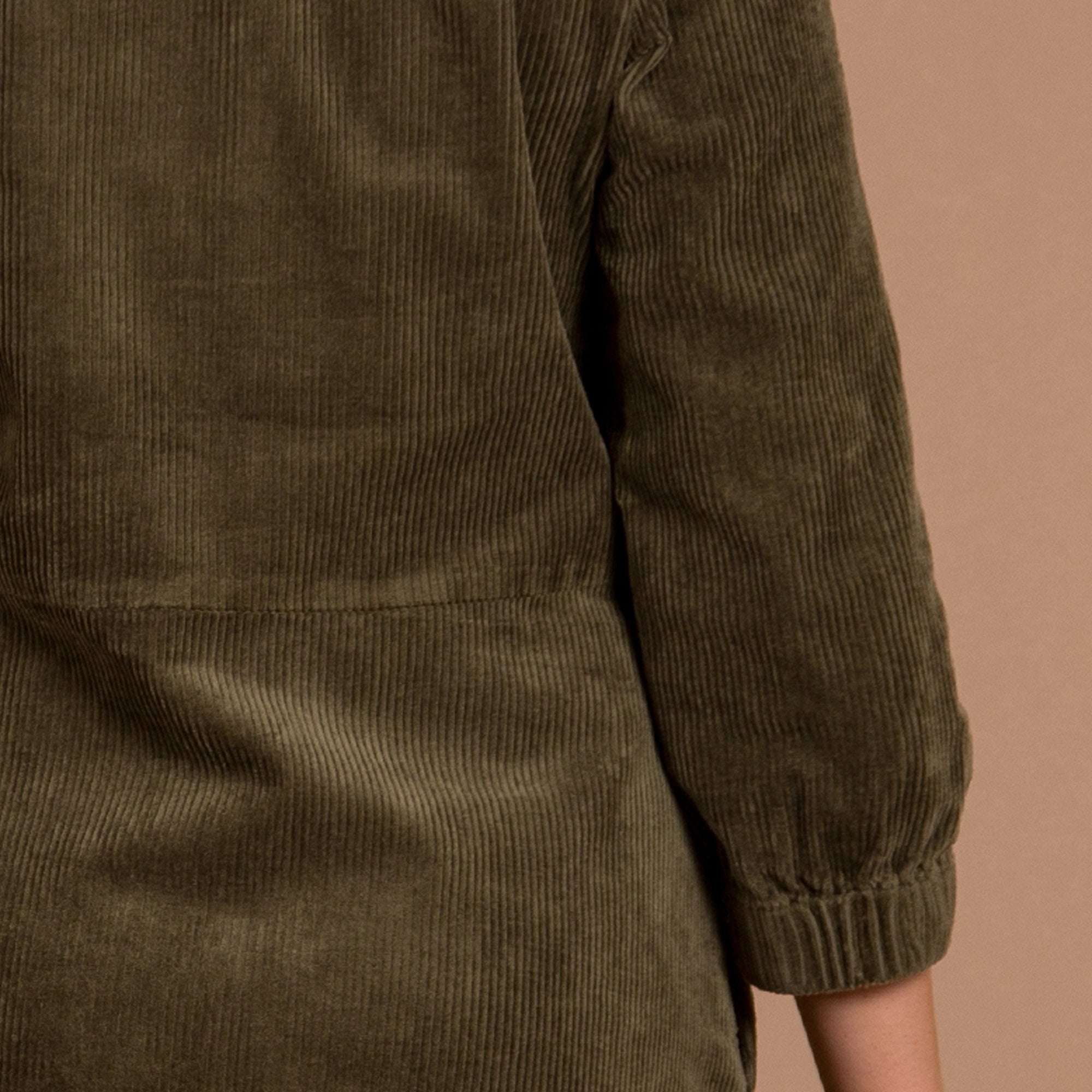 Part Two Eyvors Zip Down Long Sleeve Cord Shirt Dress Khaki (Longer)